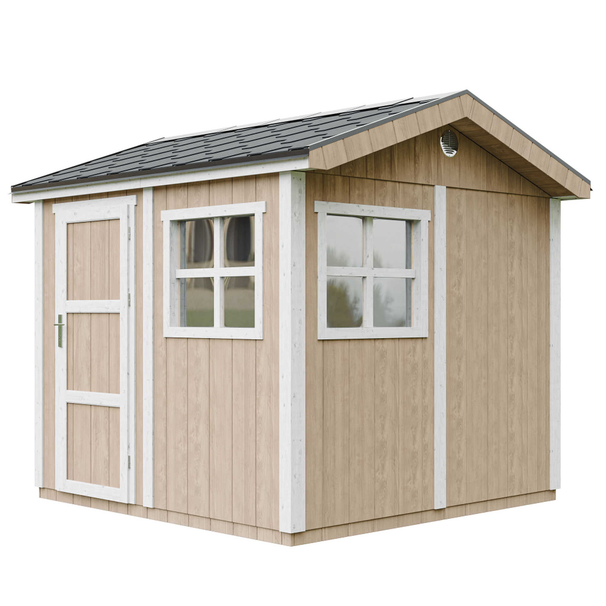 Voir la diapositive 1 : TIMBELA Abri de Jardin Qualité Premium 5,9m² H252x250x294 cm - Avec un sol et des bardeaux bitumineux M913