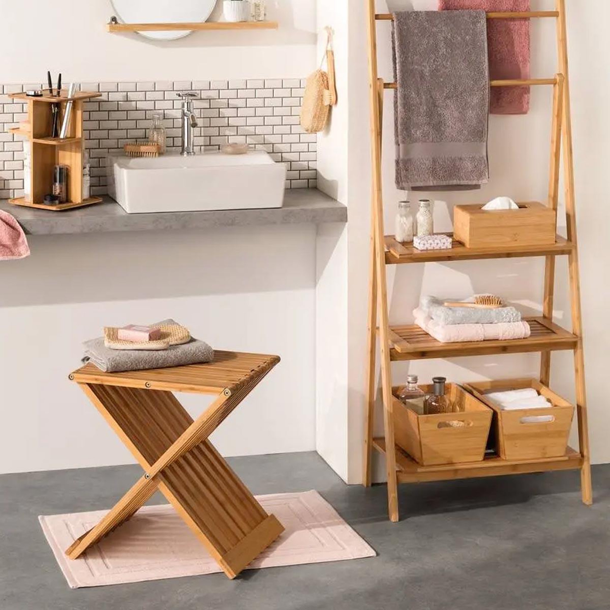 Voir la diapositive 3 : FIVE Panier de rangement bambou  natureo  30cm naturel