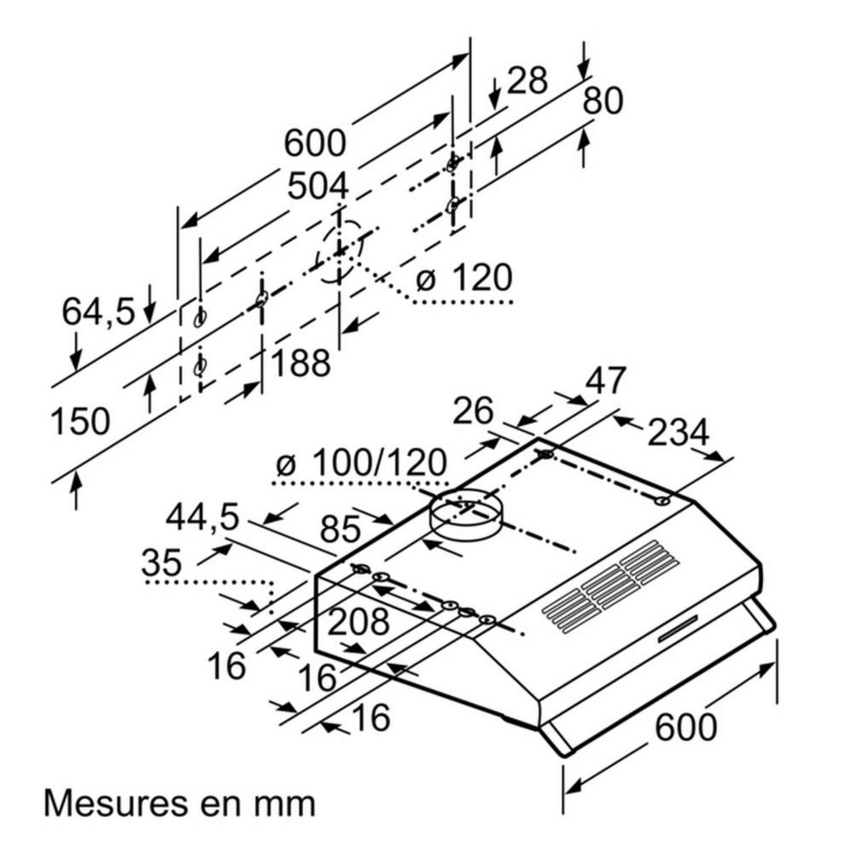 Siemens Hotte classique 60cm 350m³/h inox - lu63lcc50