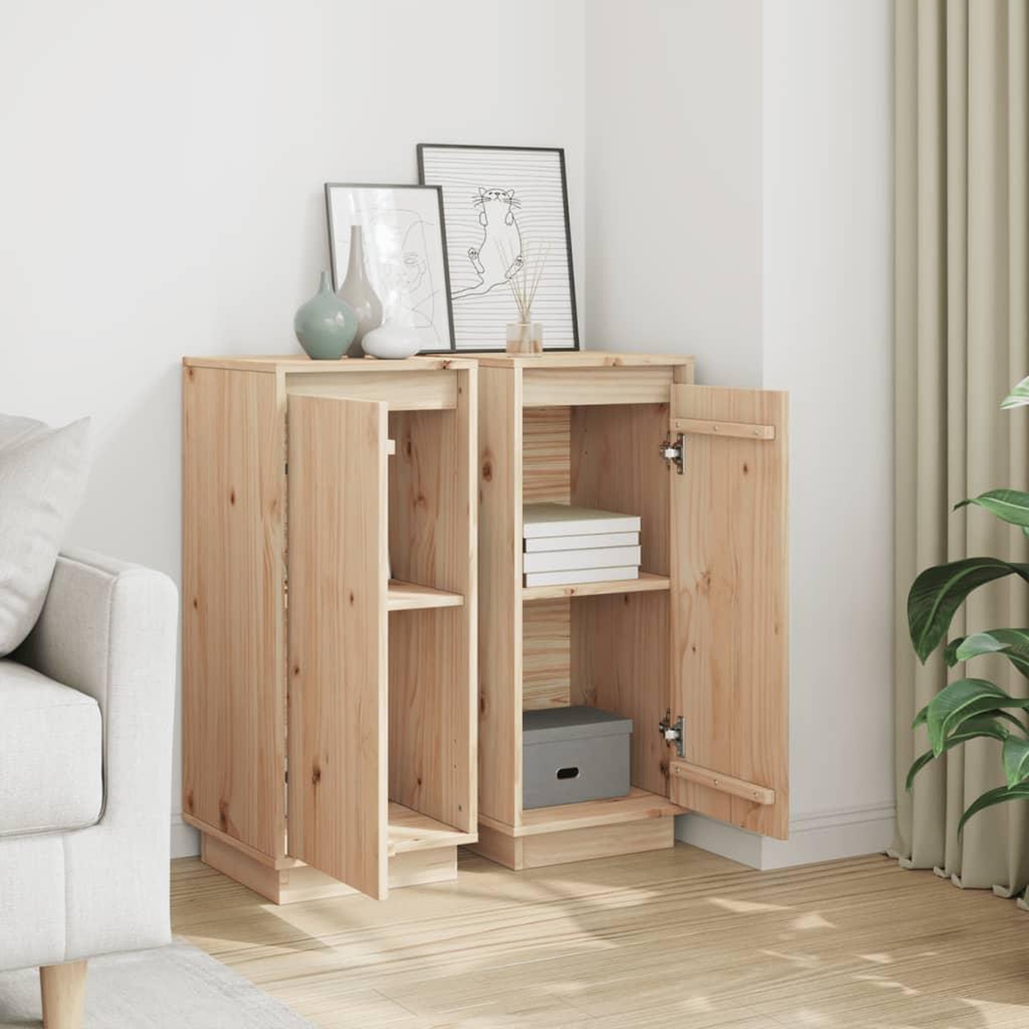 Voir la diapositive 3 : VIDAXL Buffets 2 pcs 31,5x34x75 cm Bois massif de pin