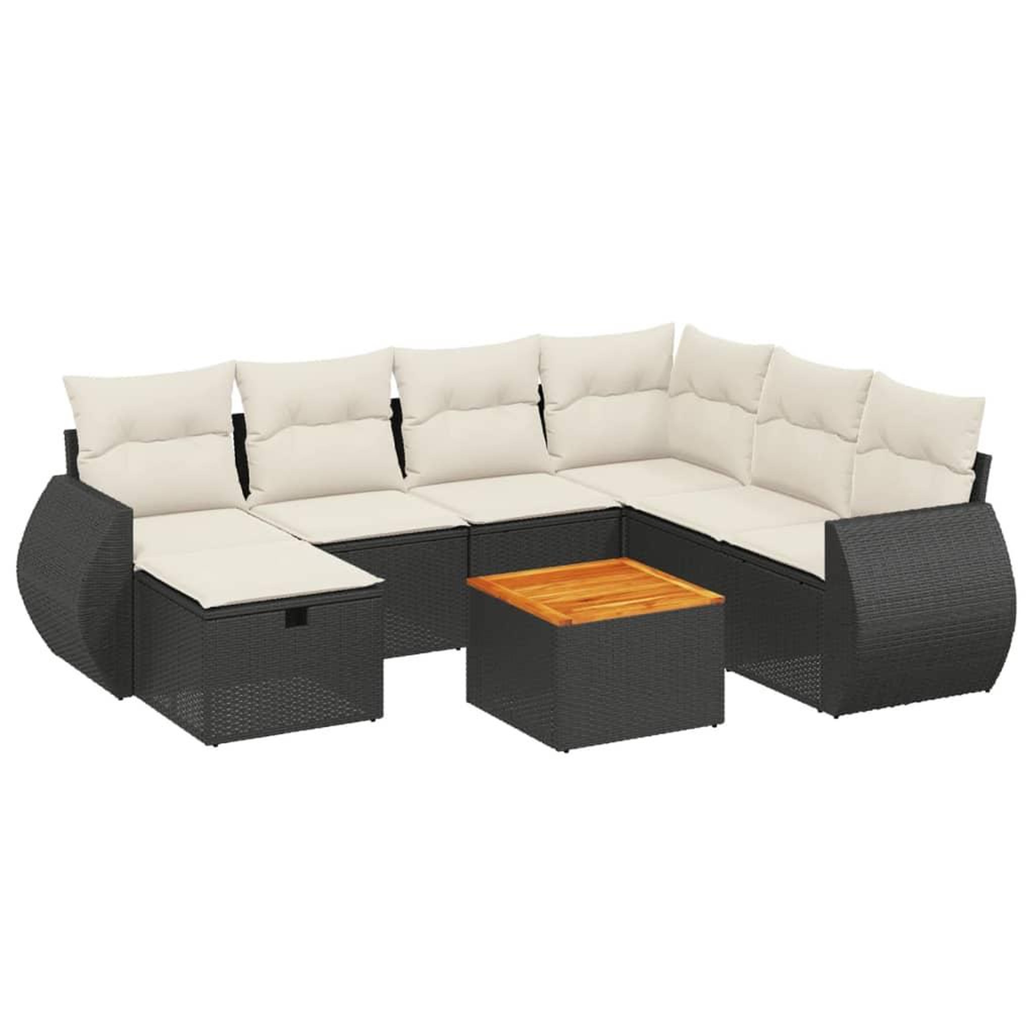 Voir la diapositive 2 : VIDAXL Salon de jardin 8 pcs avec coussins noir resine tressee