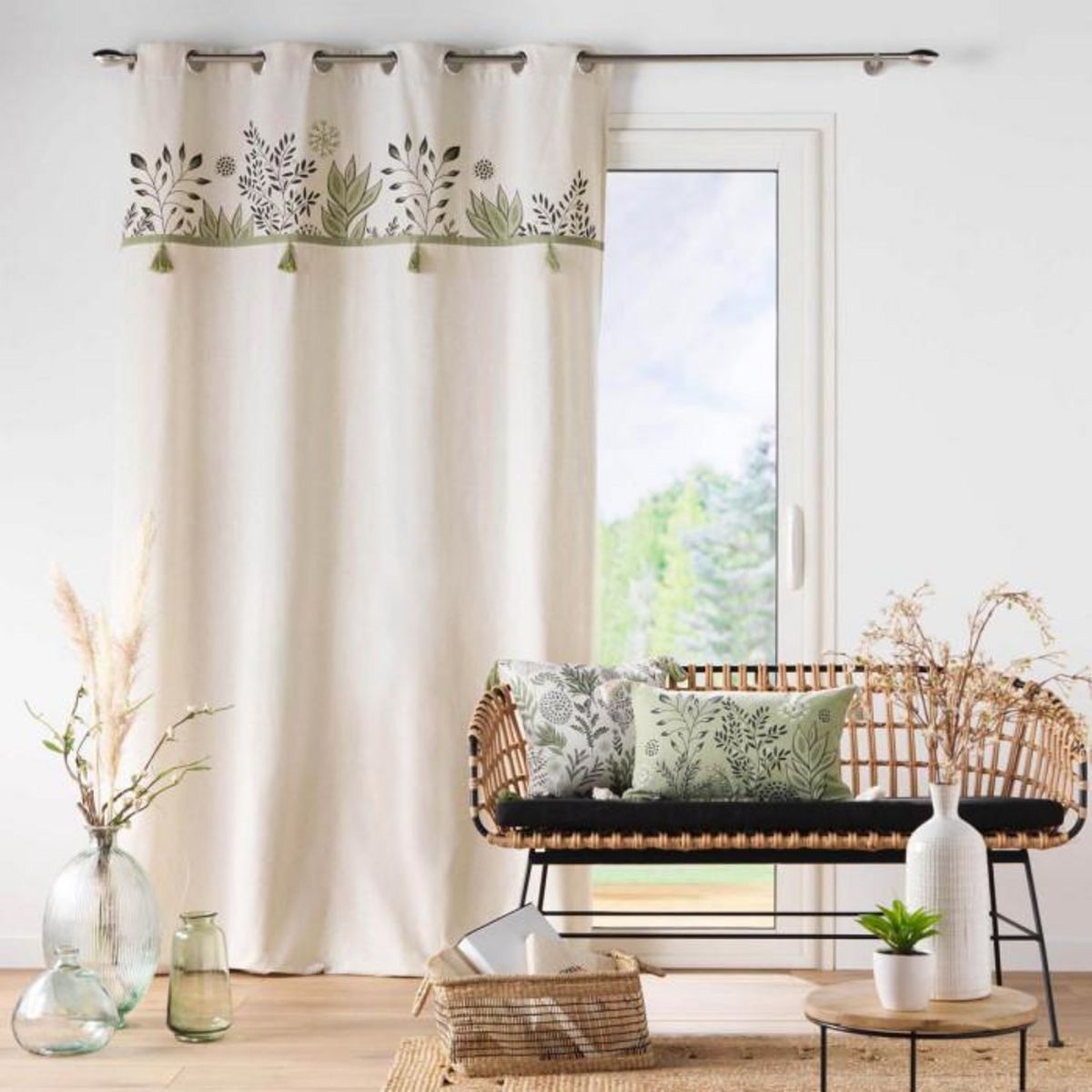 Paris Prix Rideau à Œillets Imprimé  Suzanne  140x240cm Vert