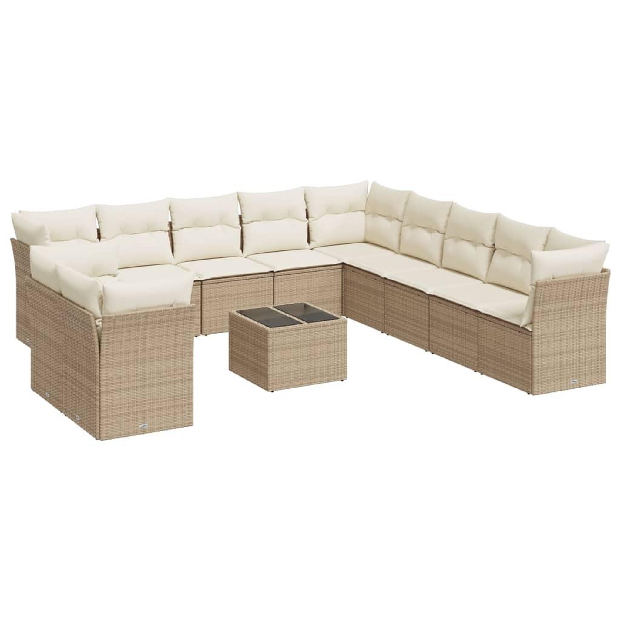Voir la diapositive 2 : VIDAXL Salon de jardin avec coussins 12 pcs beige resine tressee