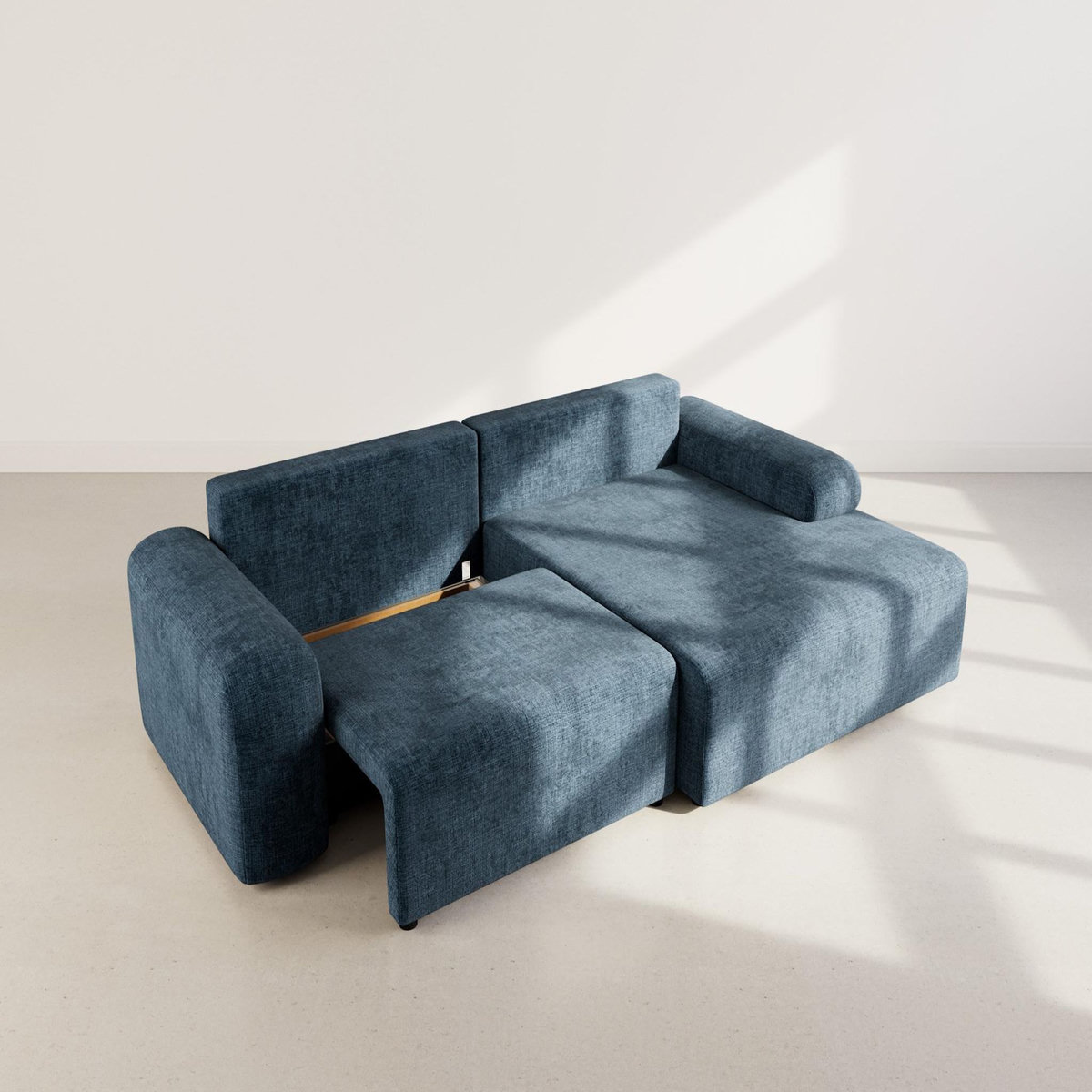 BEST MOBILIER Rebecca - canapé d'angle droit 4 places convertible avec coffre en velours texturé