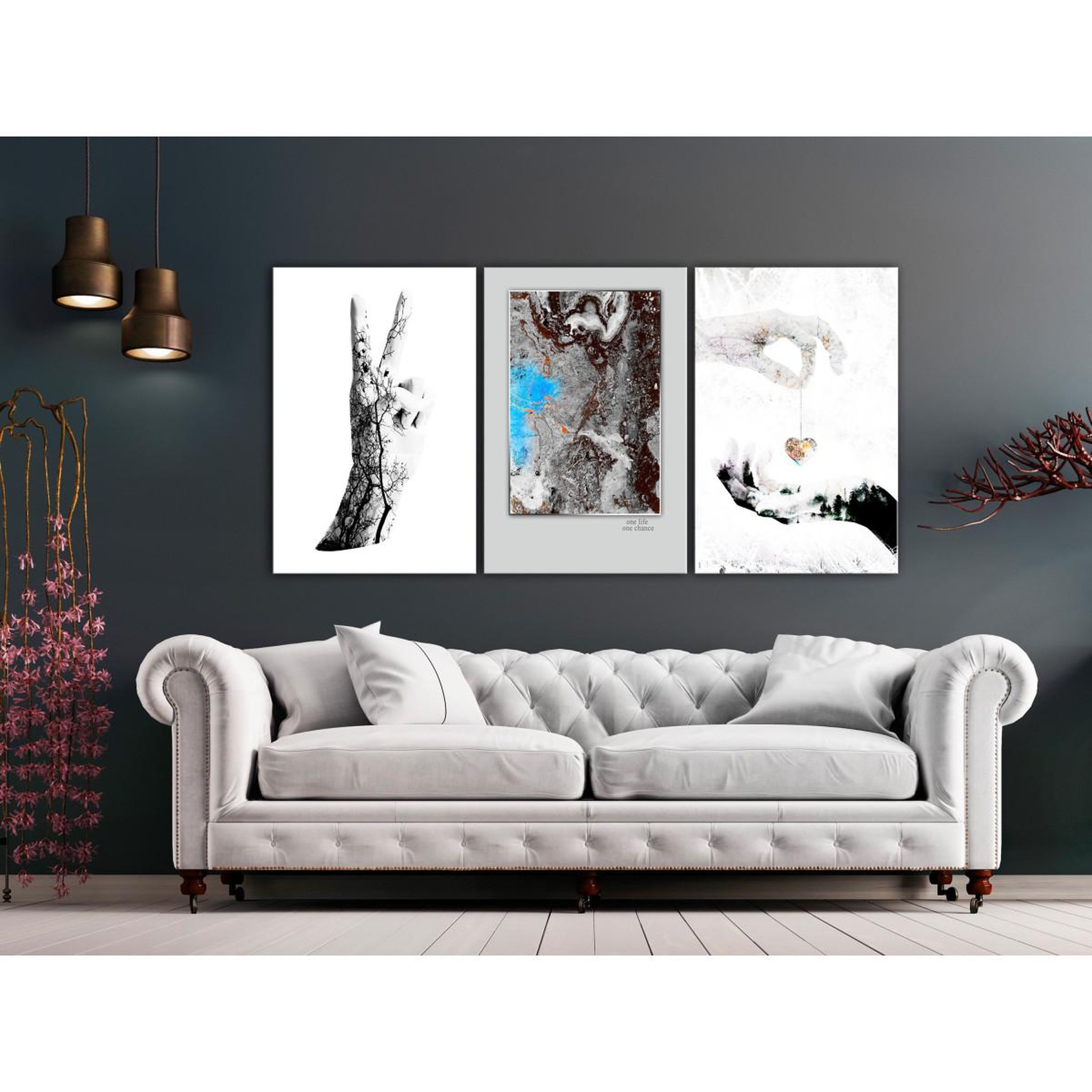 Voir la diapositive 2 : Paris Prix Tableau imprimé  gestures 3 panneaux  60x120cm