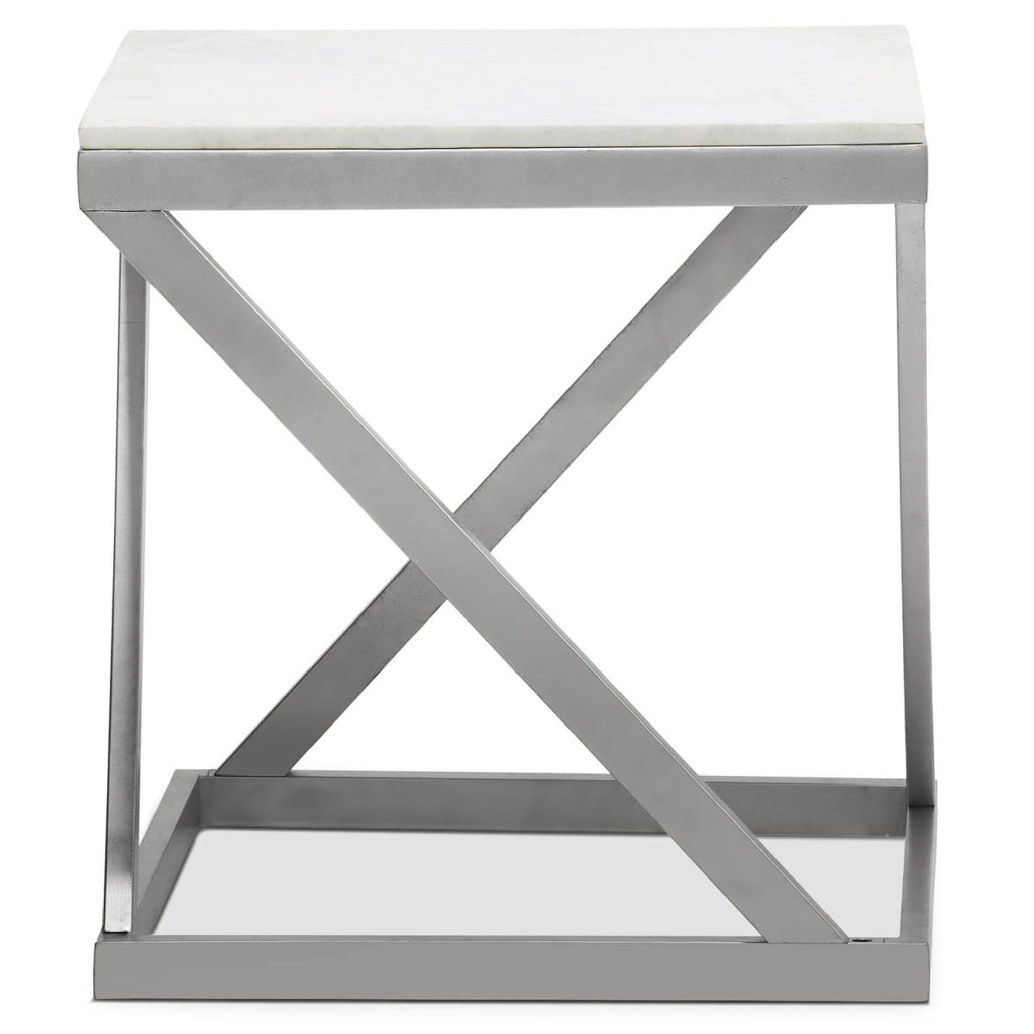 Voir la diapositive 2 : Paris Prix Table d'appoint design  palamo  57cm argent & blanc