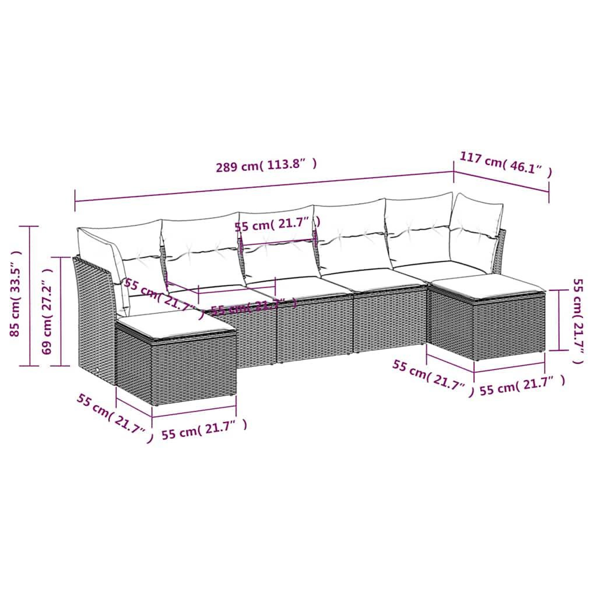 Voir la diapositive 6 : VIDAXL Salon de jardin avec coussins 7 pcs gris clair resine tressee