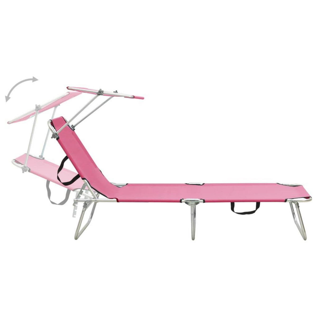 VIDAXL Chaise longue pliable avec auvent Rose Aluminium