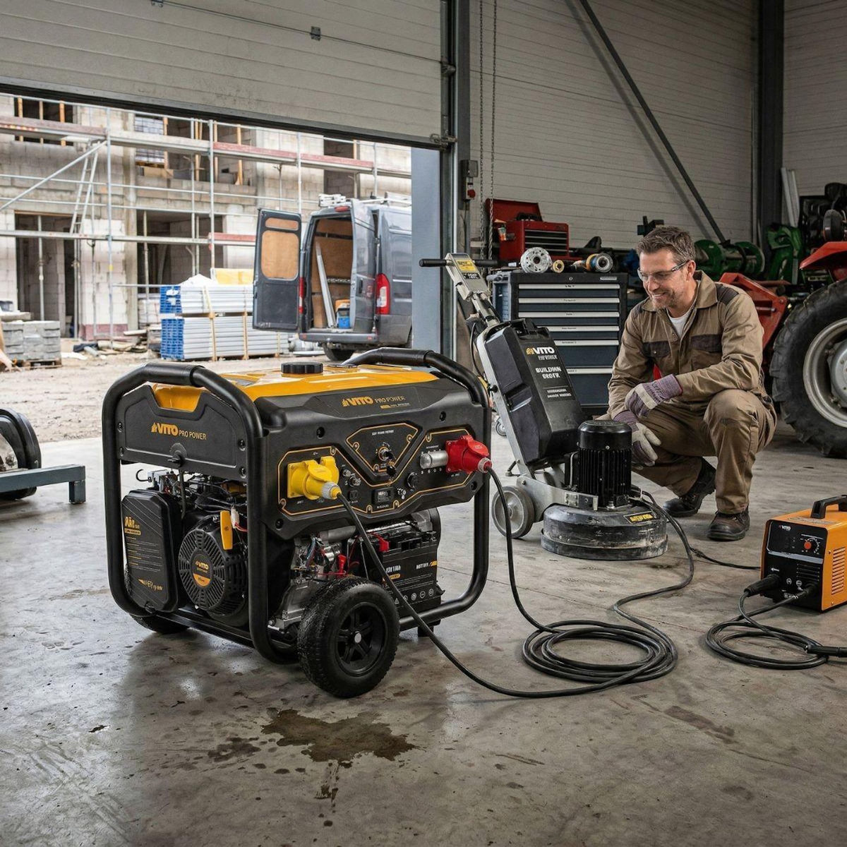 VITO Groupe électrogène Essence 8.0kVA 18CV DUAL POWER 230V/400V Démarrage éléctrique / manuel AVR, 25L, Maison Chantier VITO