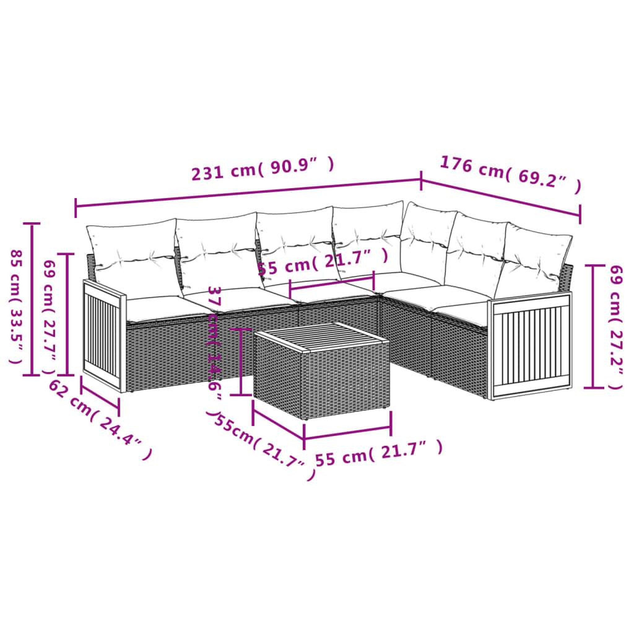 Voir la diapositive 3 : VIDAXL Salon de jardin avec coussins 7 pcs beige resine tressee