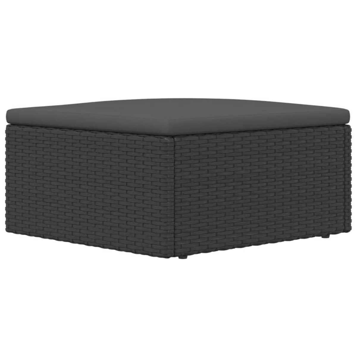 VIDAXL Tabouret de jardin avec coussin noir resine tressee