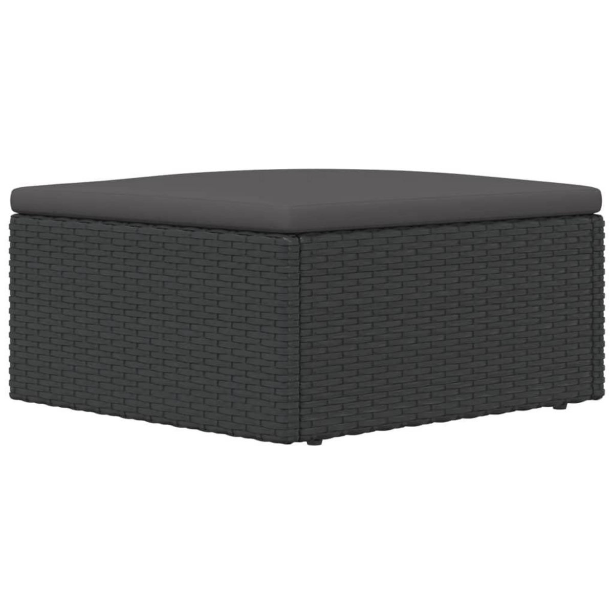 VIDAXL Tabouret de jardin avec coussin noir resine tressee