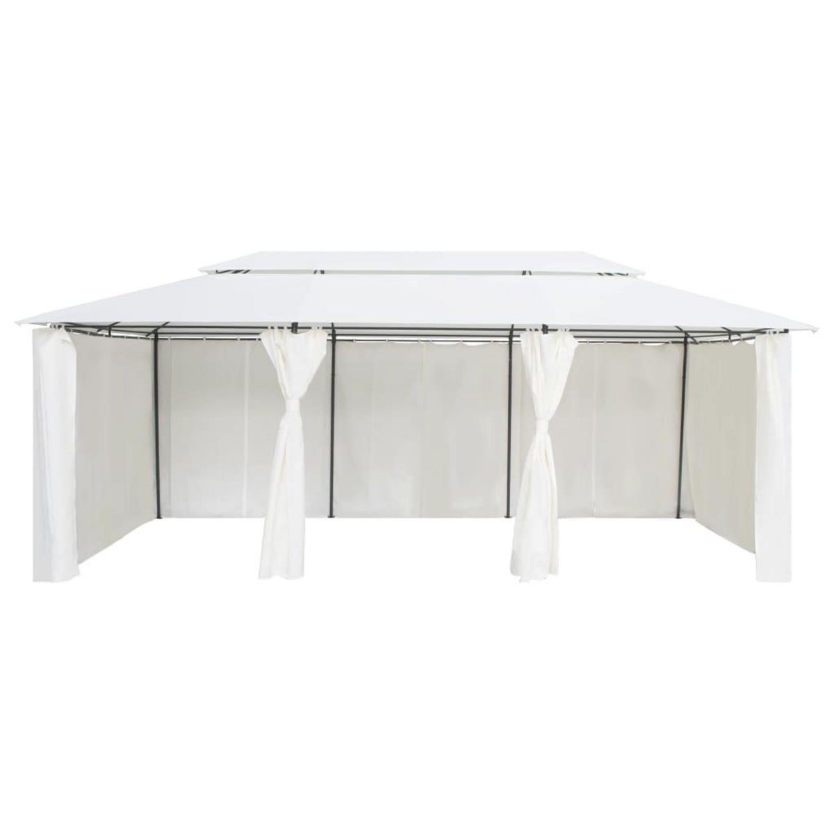 VIDAXL Belvedere avec rideaux 600x298x270 cm Blanc 180 g/m^2