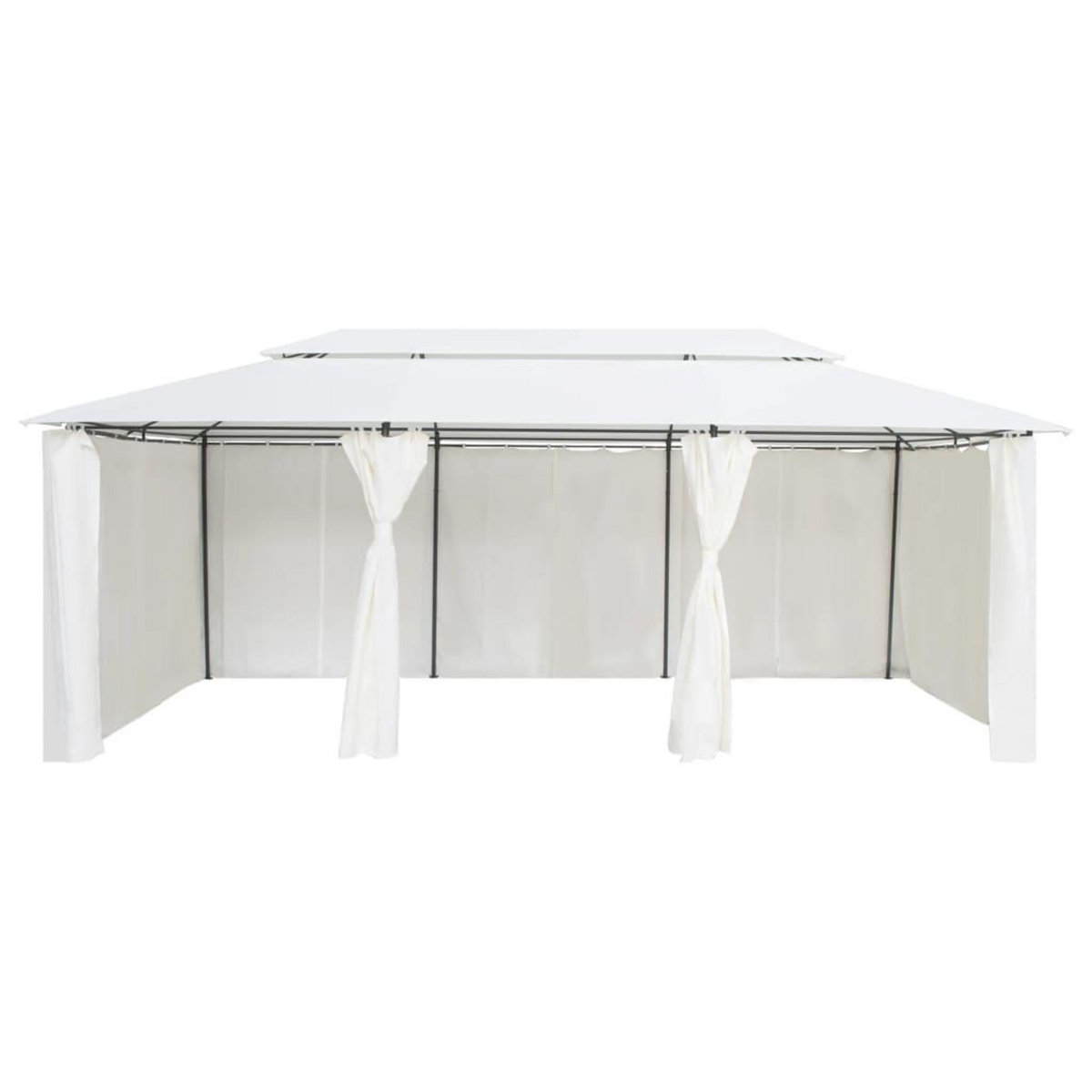 VIDAXL Belvedere avec rideaux 600x298x270 cm Blanc 180 g/m^2