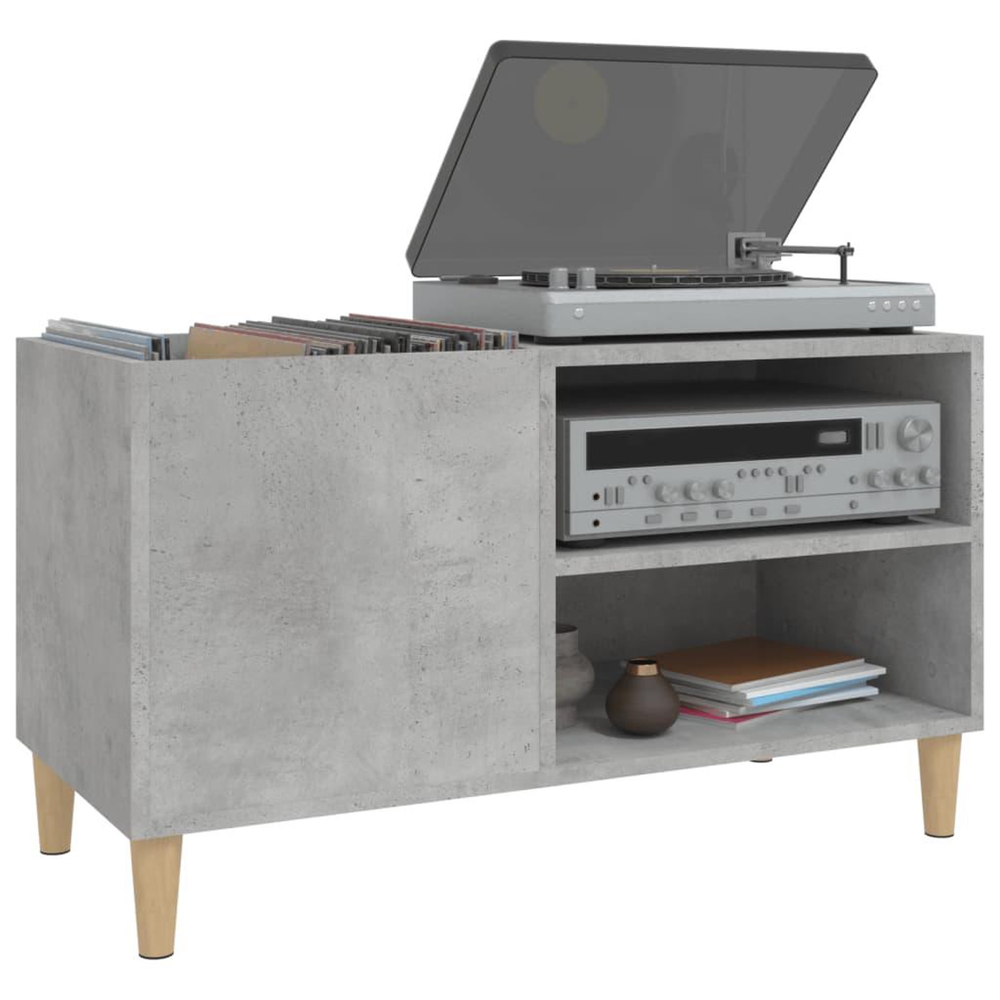 Voir la diapositive 4 : VIDAXL Armoire a disques gris beton 84,5x38x48 cm bois d'ingenierie