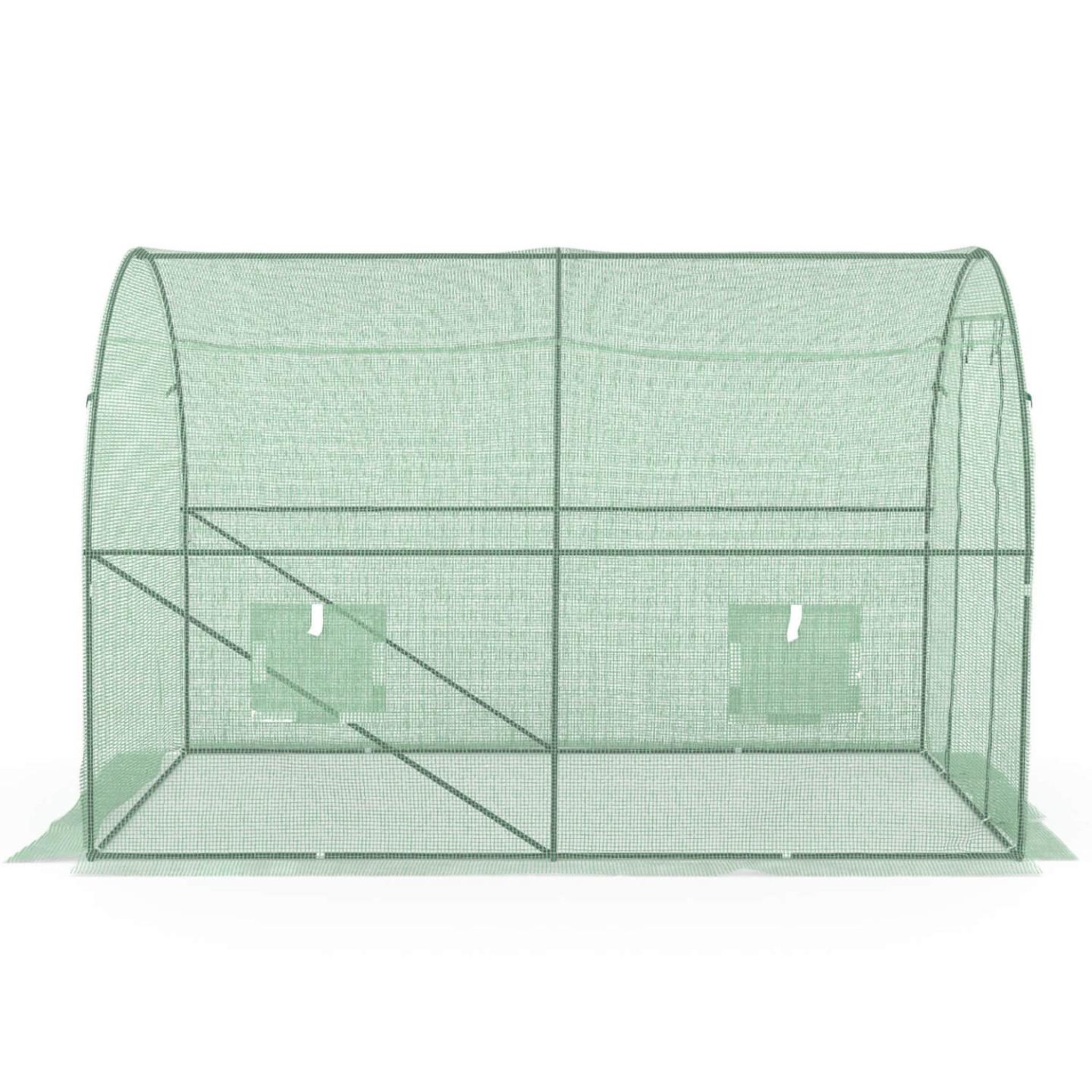 Voir la diapositive 5 : ID MARKET Serre de jardin tunnel 6m² 3 x 2 x 2 m acier galvanisé + bâche anti-uv avec porte et fenêtres roma verte