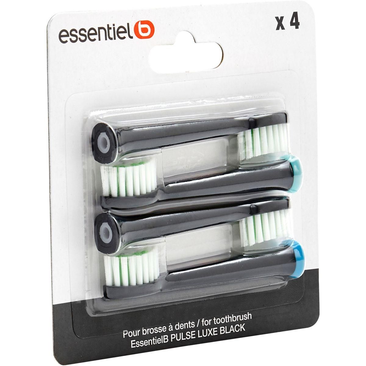 ESSENTIEL B Brossette dentaire pack 4 brossettes noir pour Pulselux