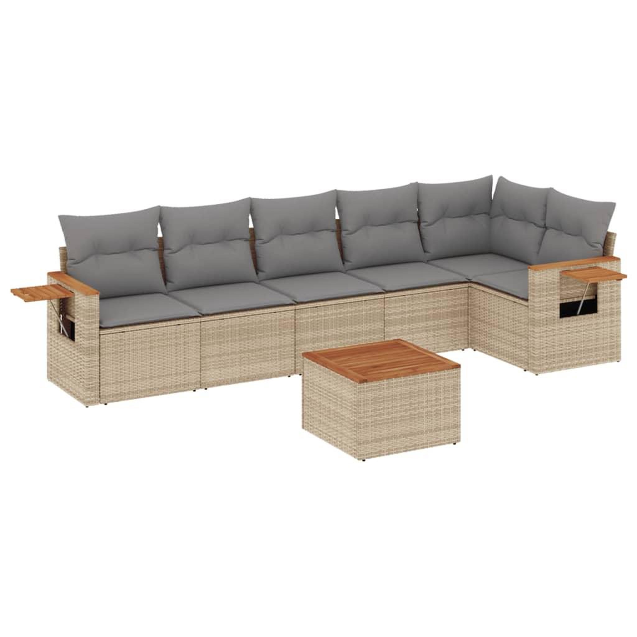 Voir la diapositive 2 : VIDAXL Salon de jardin avec coussins 7 pcs beige resine tressee