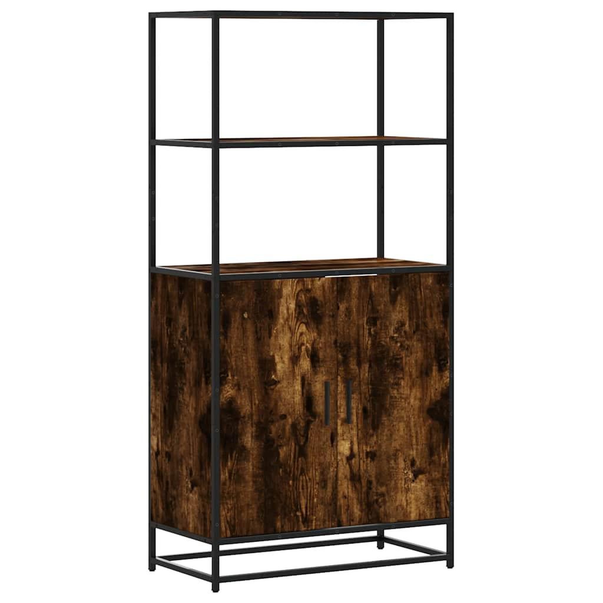 Voir la diapositive 2 : VIDAXL Buffet haut chene fume 68x35x139 cm bois d'ingenierie metal
