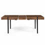 Voir la diapositive 3 : ID MARKET Table à manger extensible rectangle AUSTRIA 6-10 personnes bois foncé pied épingle noir 160-200 cm