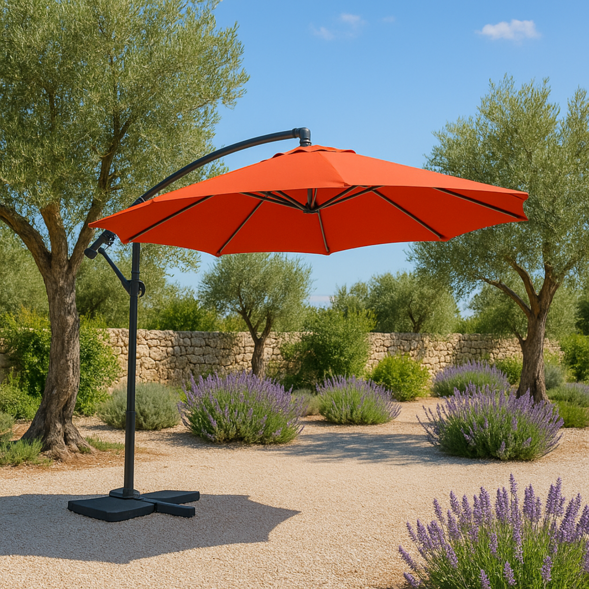 CONCEPT USINE Solenzara Néon terracotta : parasol LED déporté 3x3m SOLENZARA