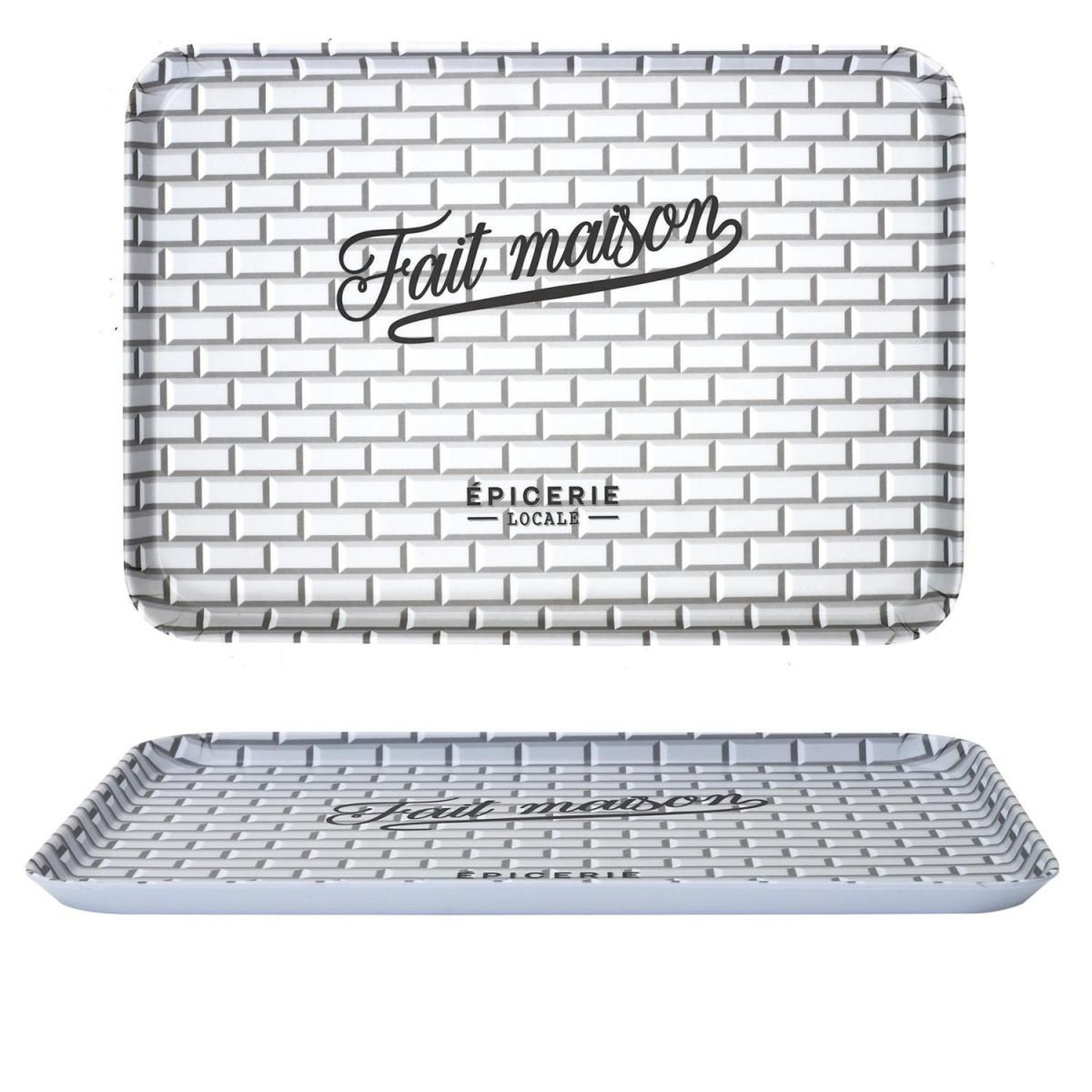 Voir la diapositive 3 : The Home Deco Factory Plateau de service  brooklyn  42cm noir & blanc