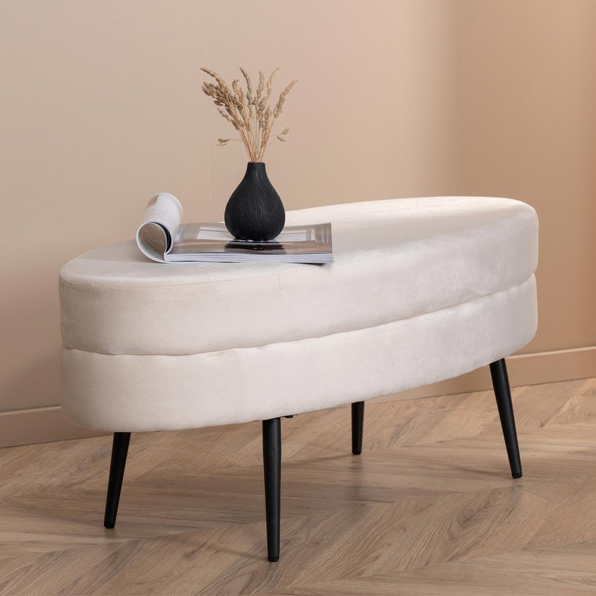 Voir la diapositive 6 : Paris Prix Pouf design en velours  otto  100cm blanc cassé