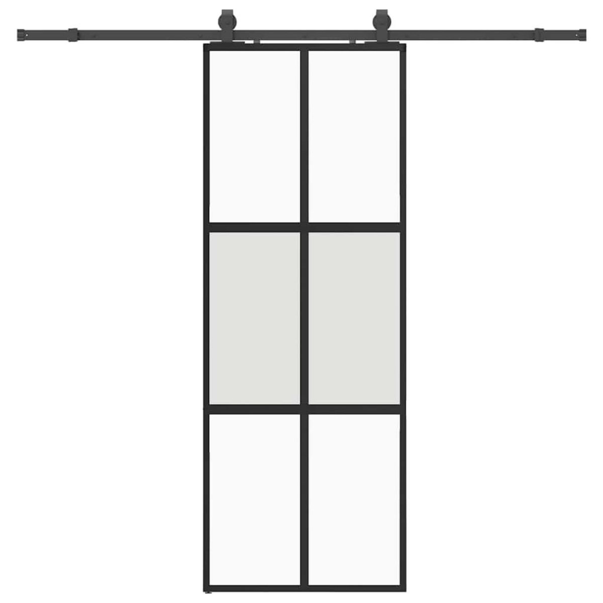 VIDAXL Porte coulissante kit quincaillerie noir 76x205 cm verre trempe