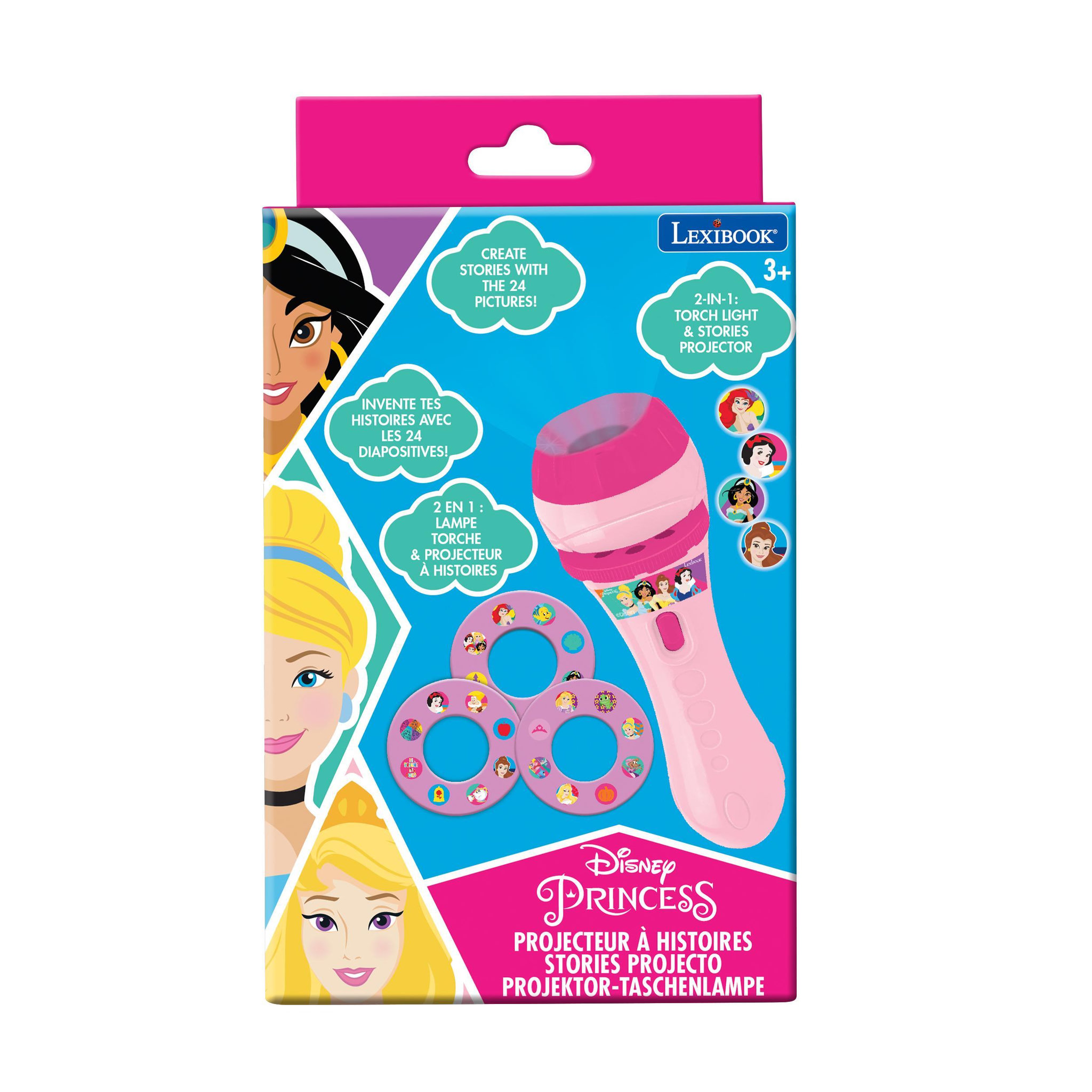 Voir la diapositive 3 : Lexibook Projecteur à histoires et lampe torche Disney princesses