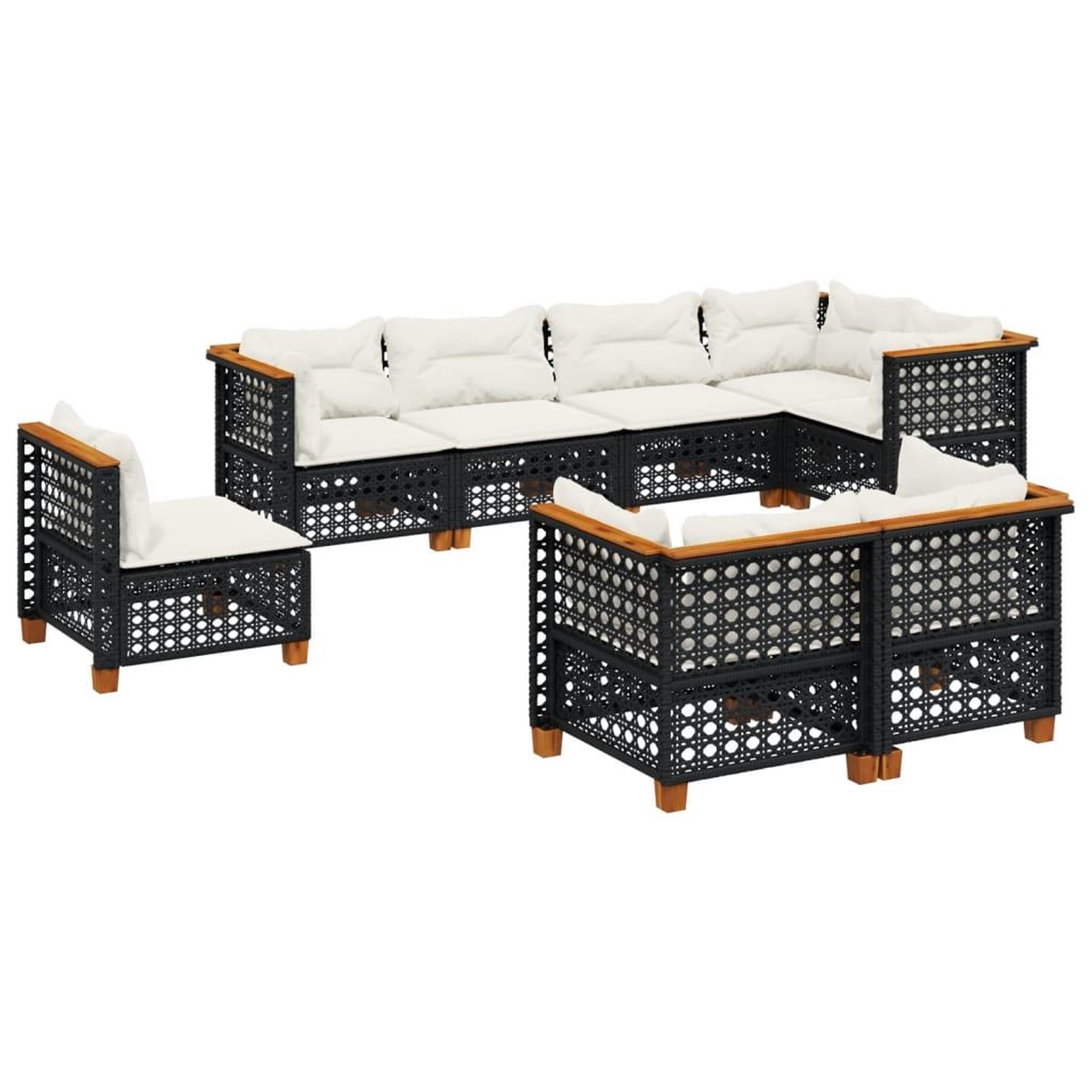 Voir la diapositive 2 : VIDAXL Salon de jardin 8 pcs avec coussins noir resine tressee
