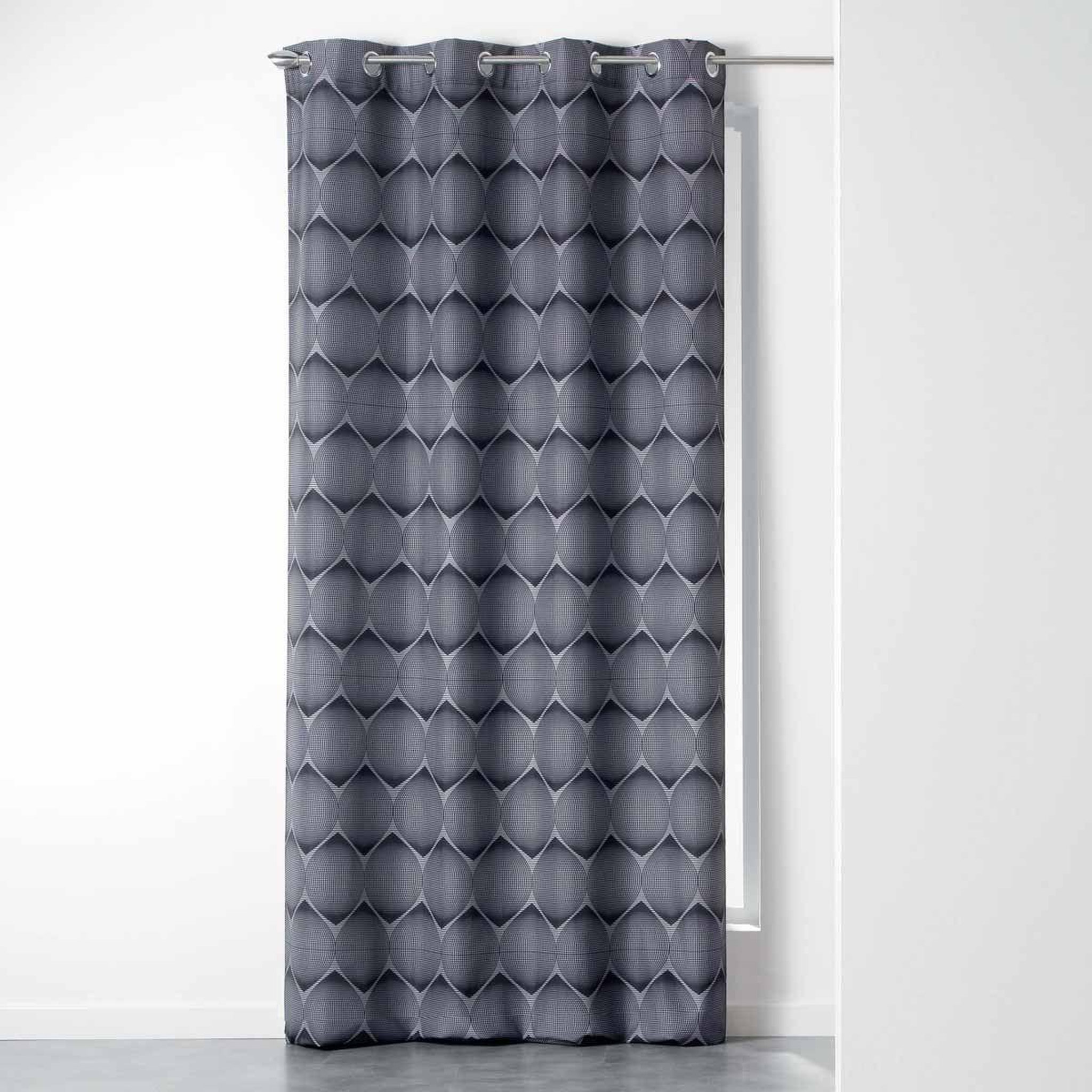 Douceur d'Intérieur Rideau à œillets  geodesie  140x260cm anthracite