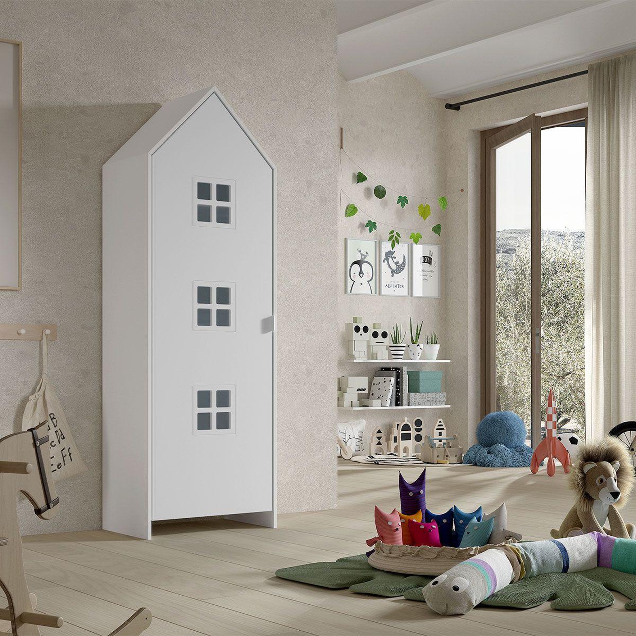Voir la diapositive 4 : Vipack Armoire 1 porte Casami Bruges Satin Blanc