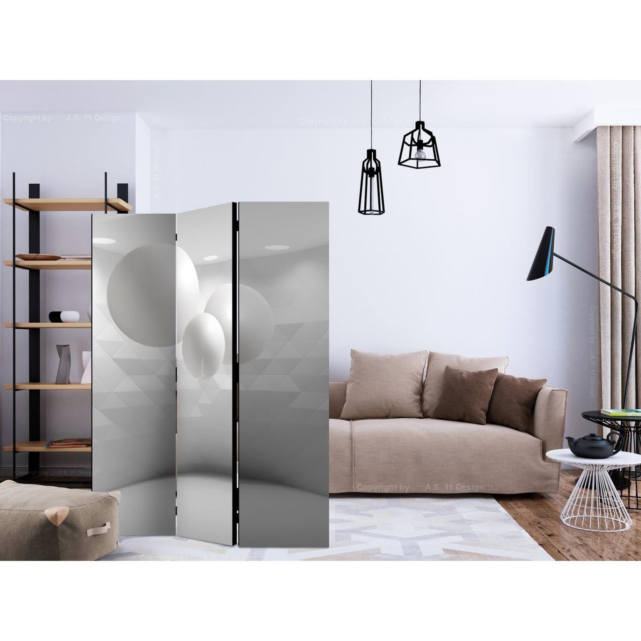 Voir la diapositive 2 : Paris Prix Paravent 3 volets  geometric room  135x172cm
