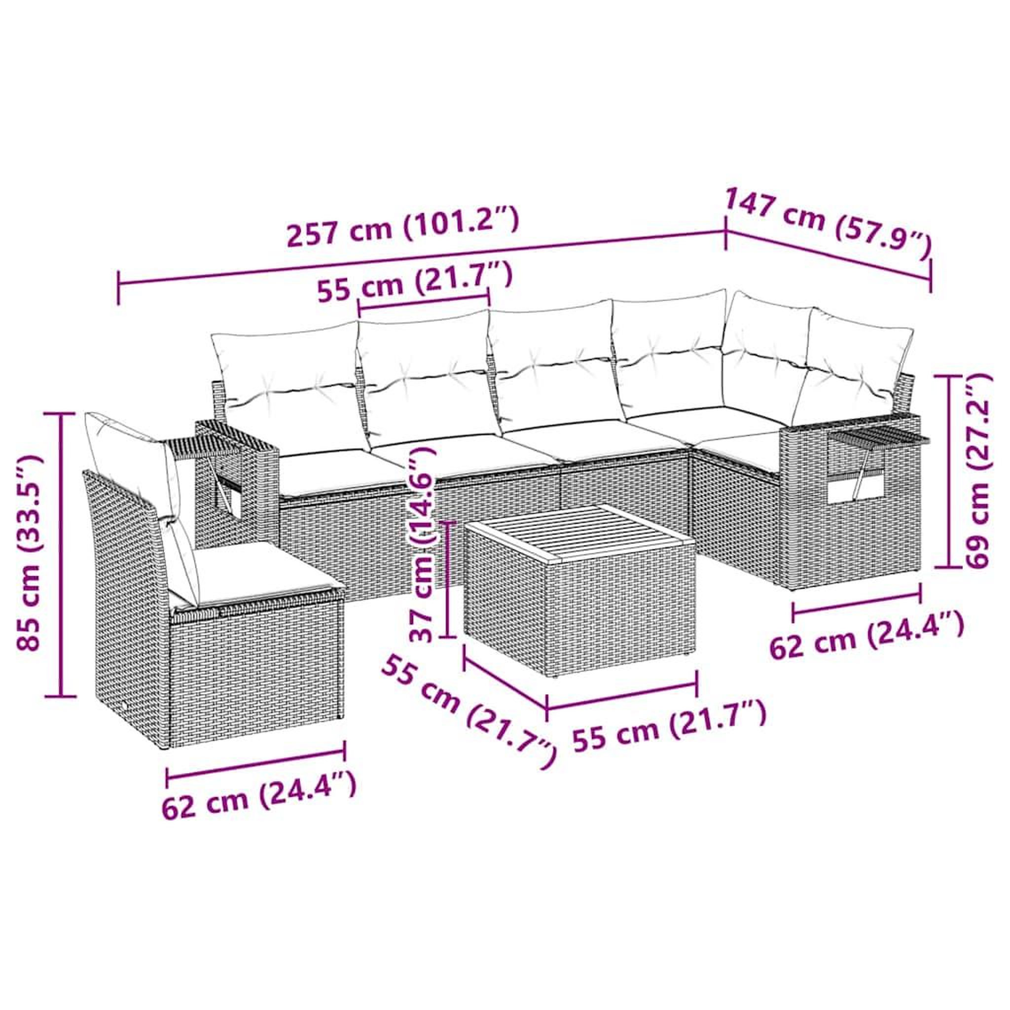 Voir la diapositive 3 : VIDAXL Salon de jardin 7 pcs avec coussins noir resine tressee
