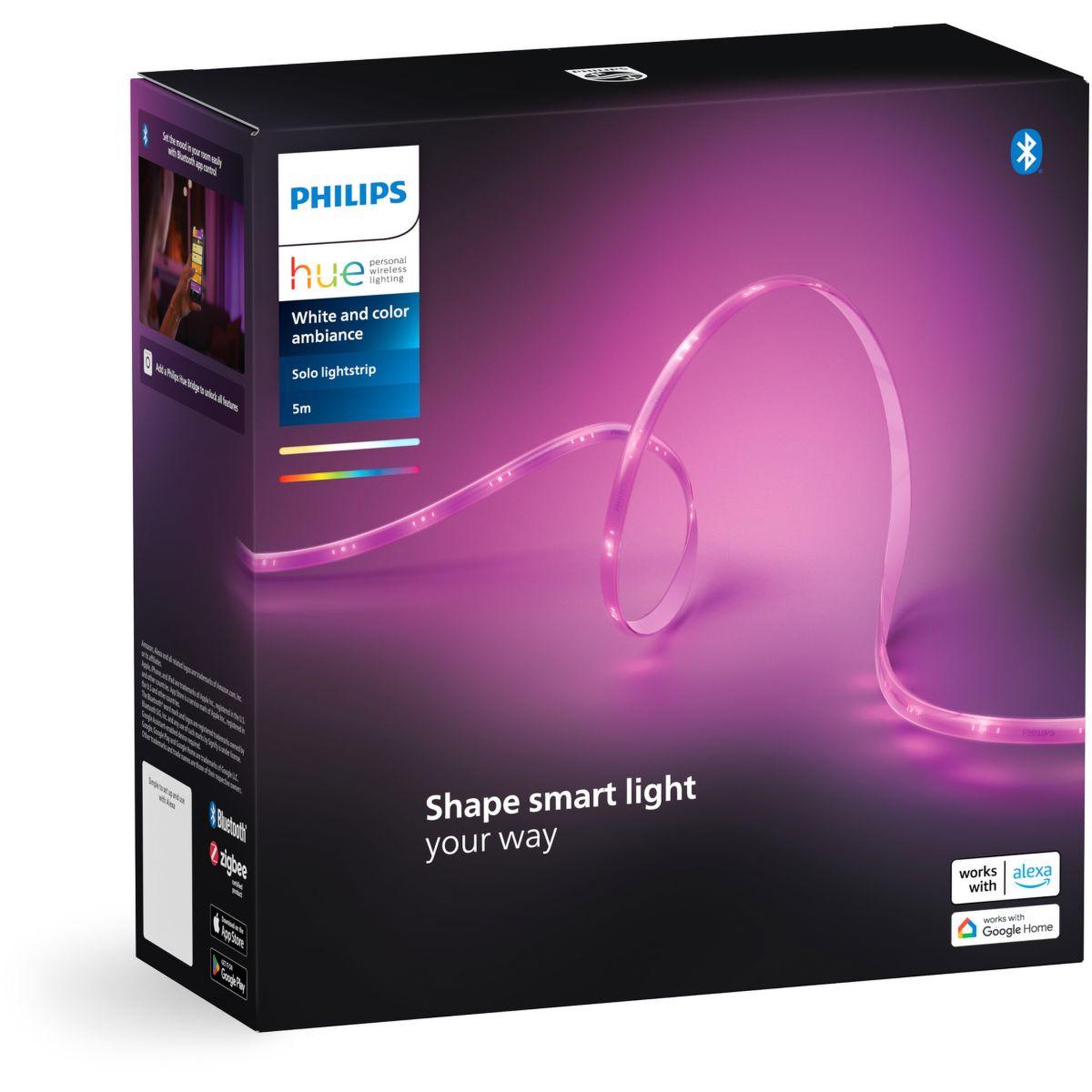 Voir la diapositive 4 : Philips Ruban LED HUE  W&C Lightstrip Solo 5m