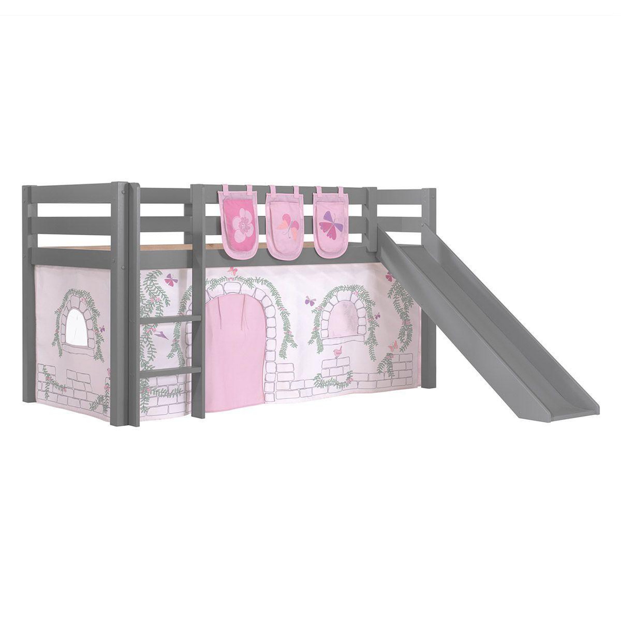 Paris Prix Pack - lit enfant toboggan, tente & 3 pochettes  pino birdy  gris