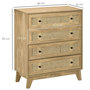 Voir la diapositive 3 : HOMCOM Commode 4 tiroirs style bohème chic cannage en rotin aspect bois de manguier