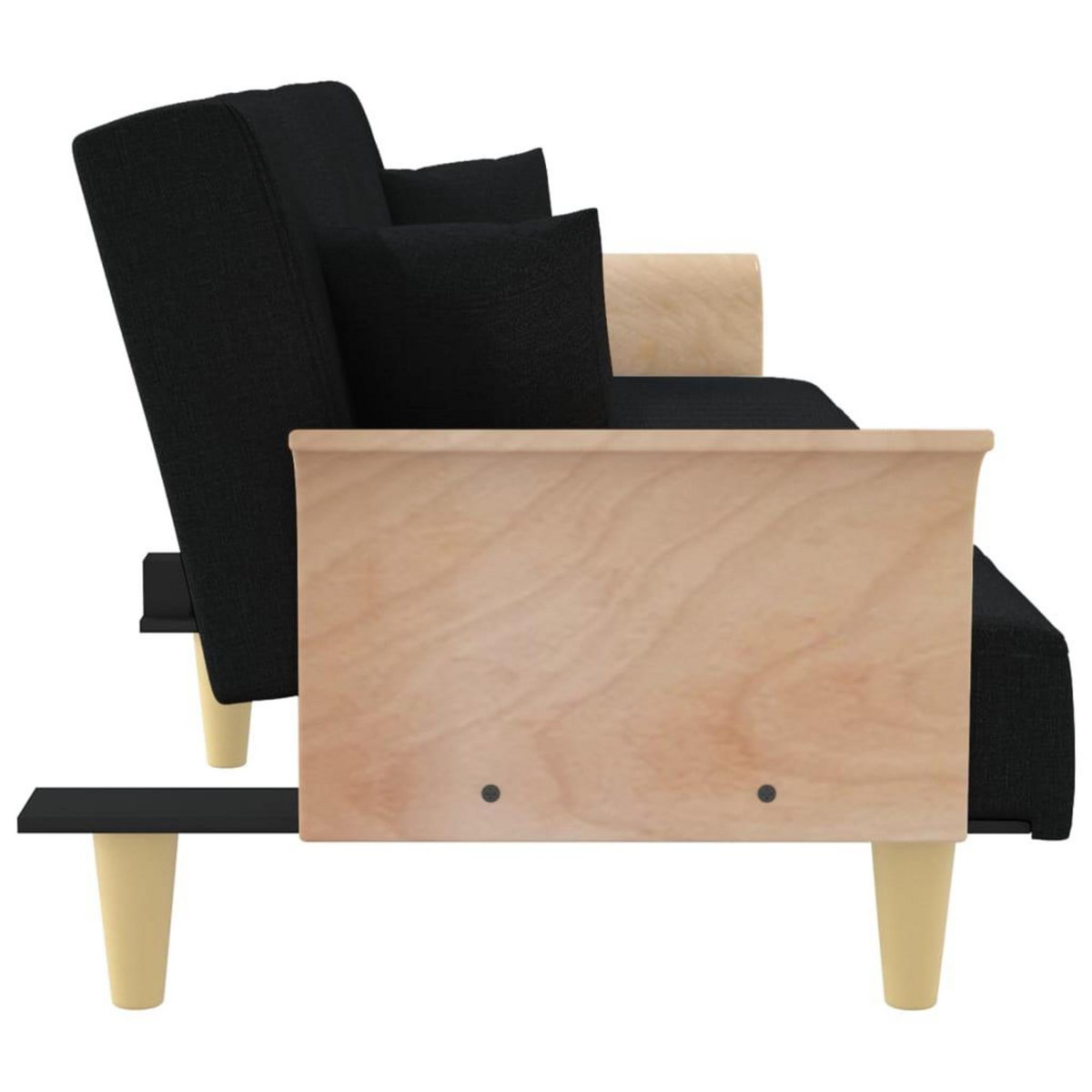 VIDAXL Canape-lit avec accoudoirs noir tissu