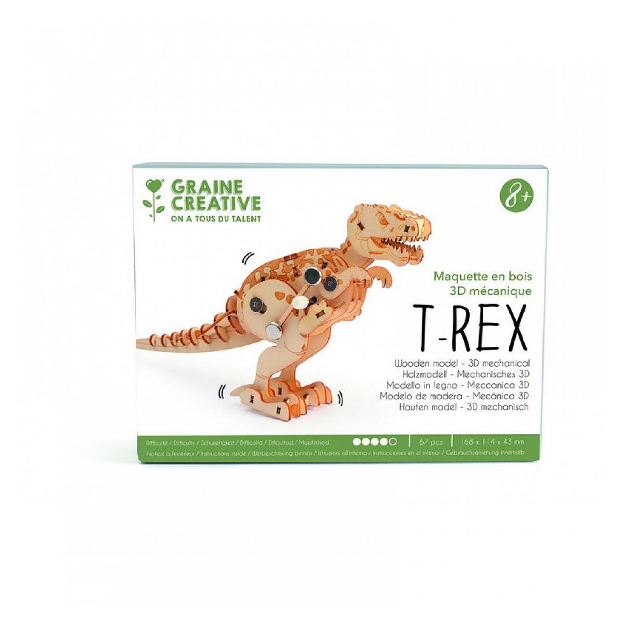 Voir la diapositive 1 : Graine créative T-Rex Maquette en bois 3D mécanique à assembler