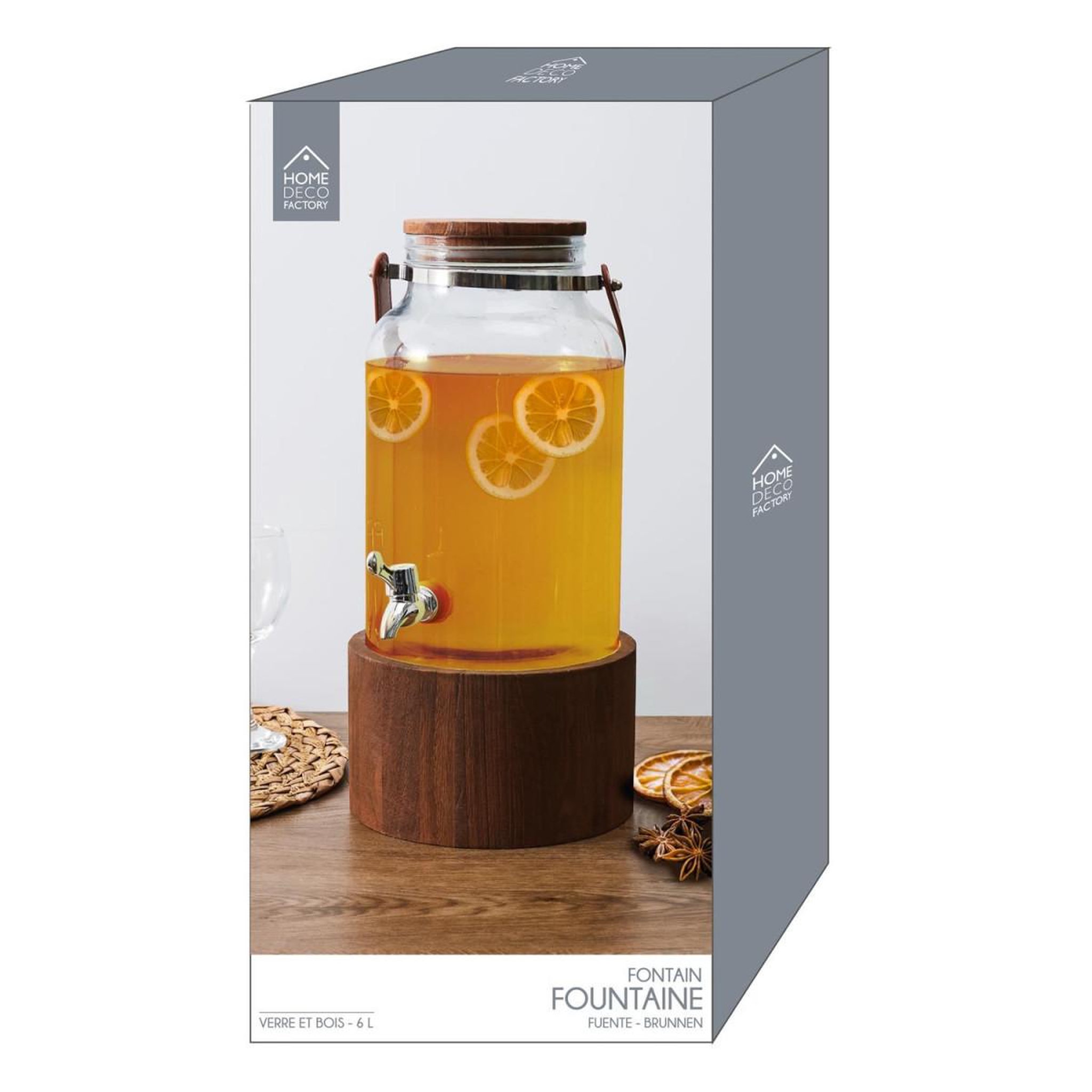 Voir la diapositive 5 : The Home Deco Factory Fontaine à boisson  support en bois  6l naturel