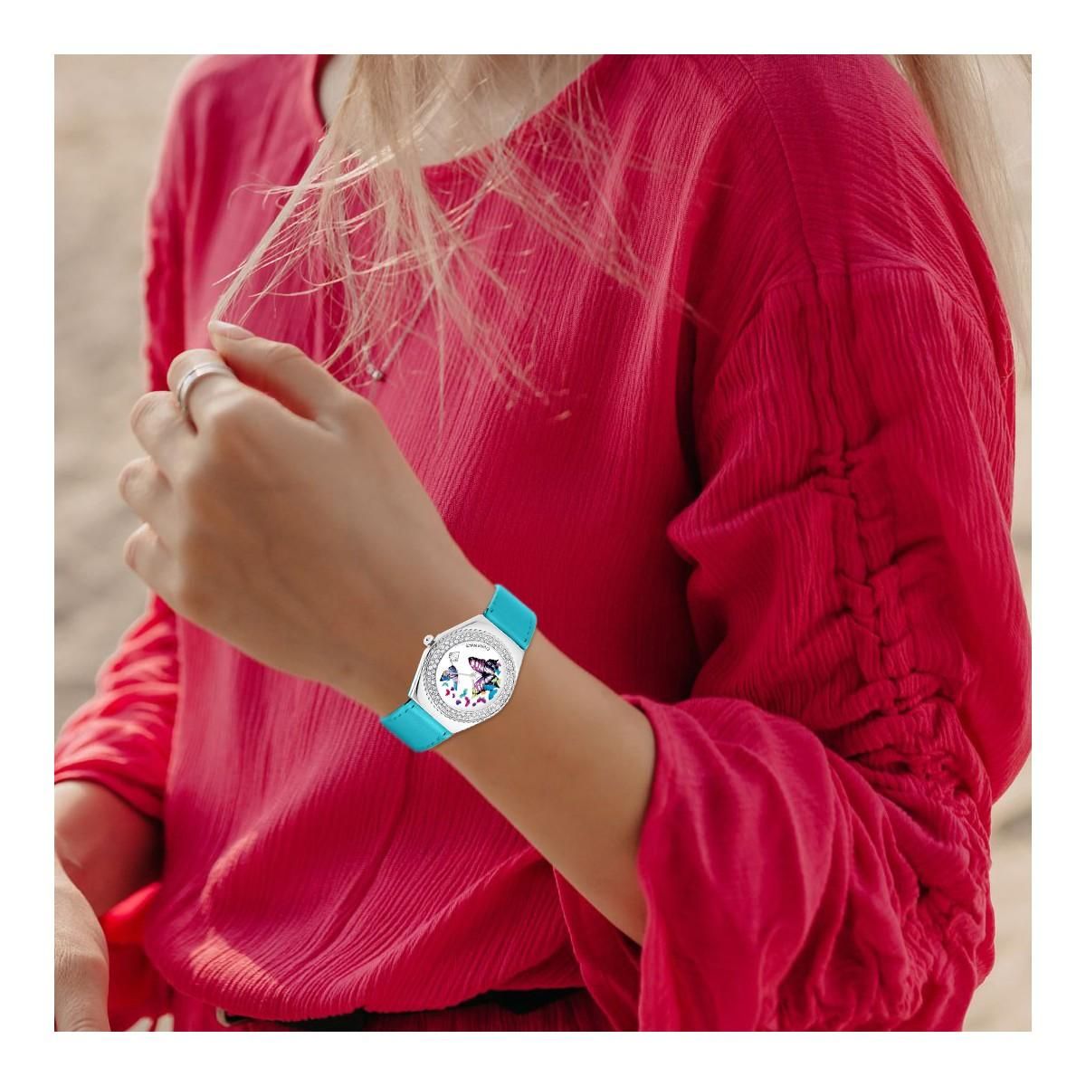 SC CRYSTAL Montre Alysson papillon à mouvement tournant SC Crystal ornée de Cristaux scintillants