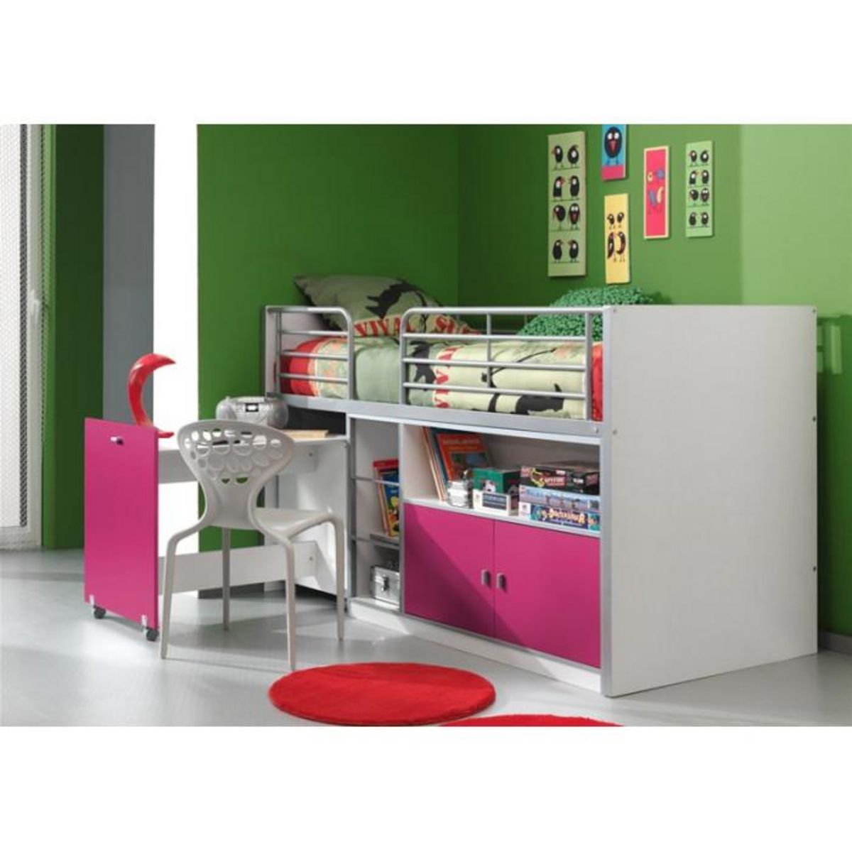 Paris Prix Lit Combiné Compact  Bonny  90x200cm Fuchsia