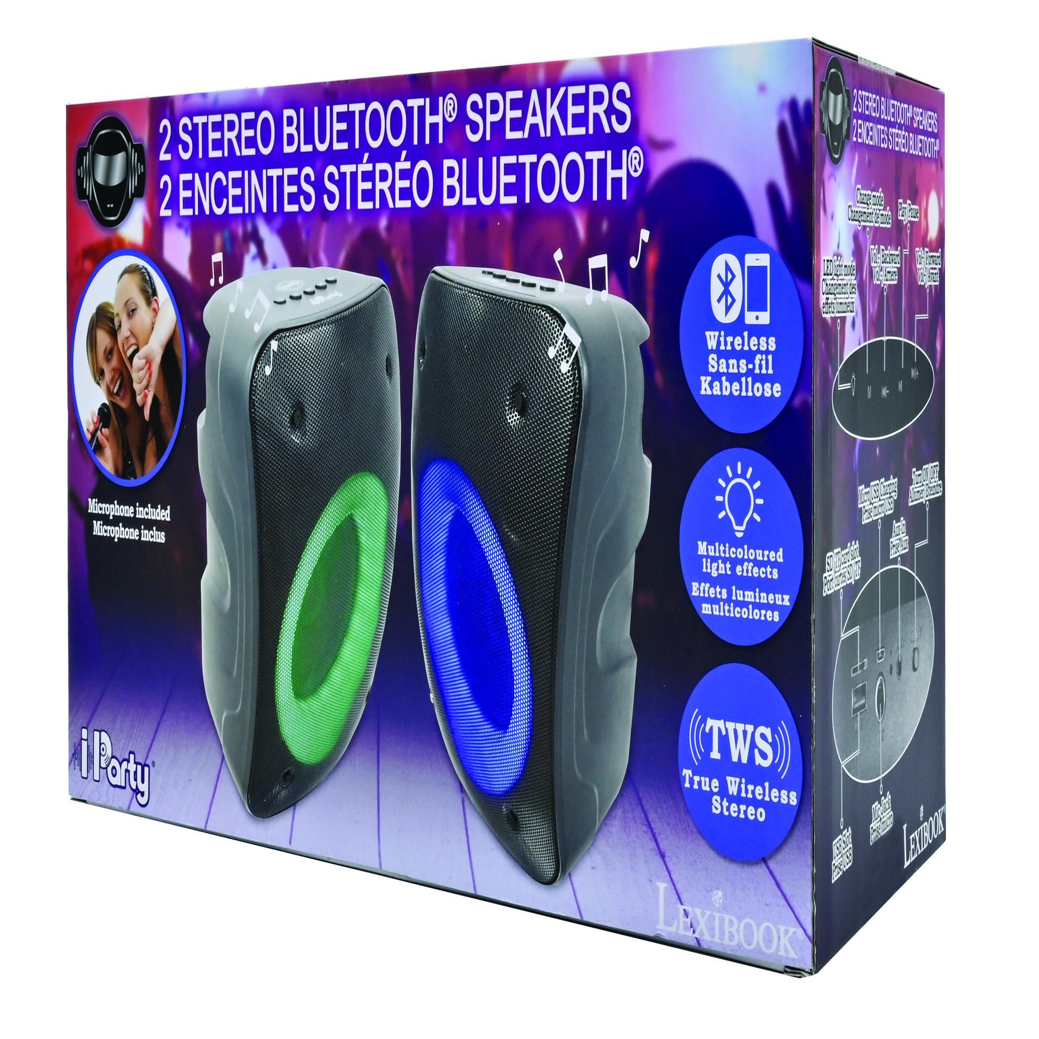 Voir la diapositive 5 : Lexibook Une paire d'Enceintes Stereo Puissantes Bluetooth  iParty
