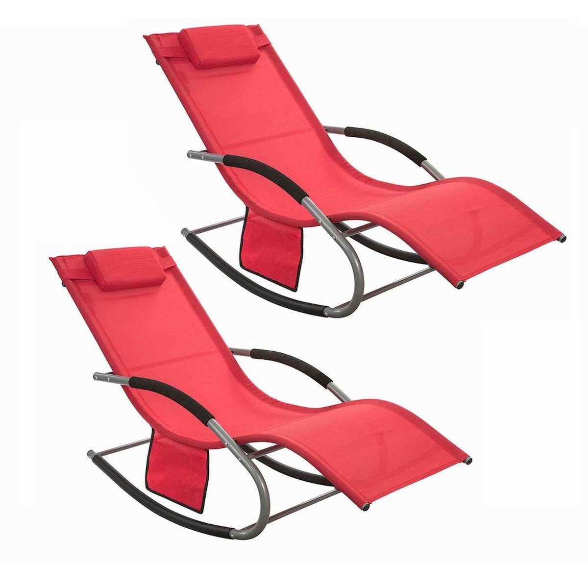 SOBUY SoBuy - Lot de 2 chaises à bascule pour jardin - Moderne - OGS28X2