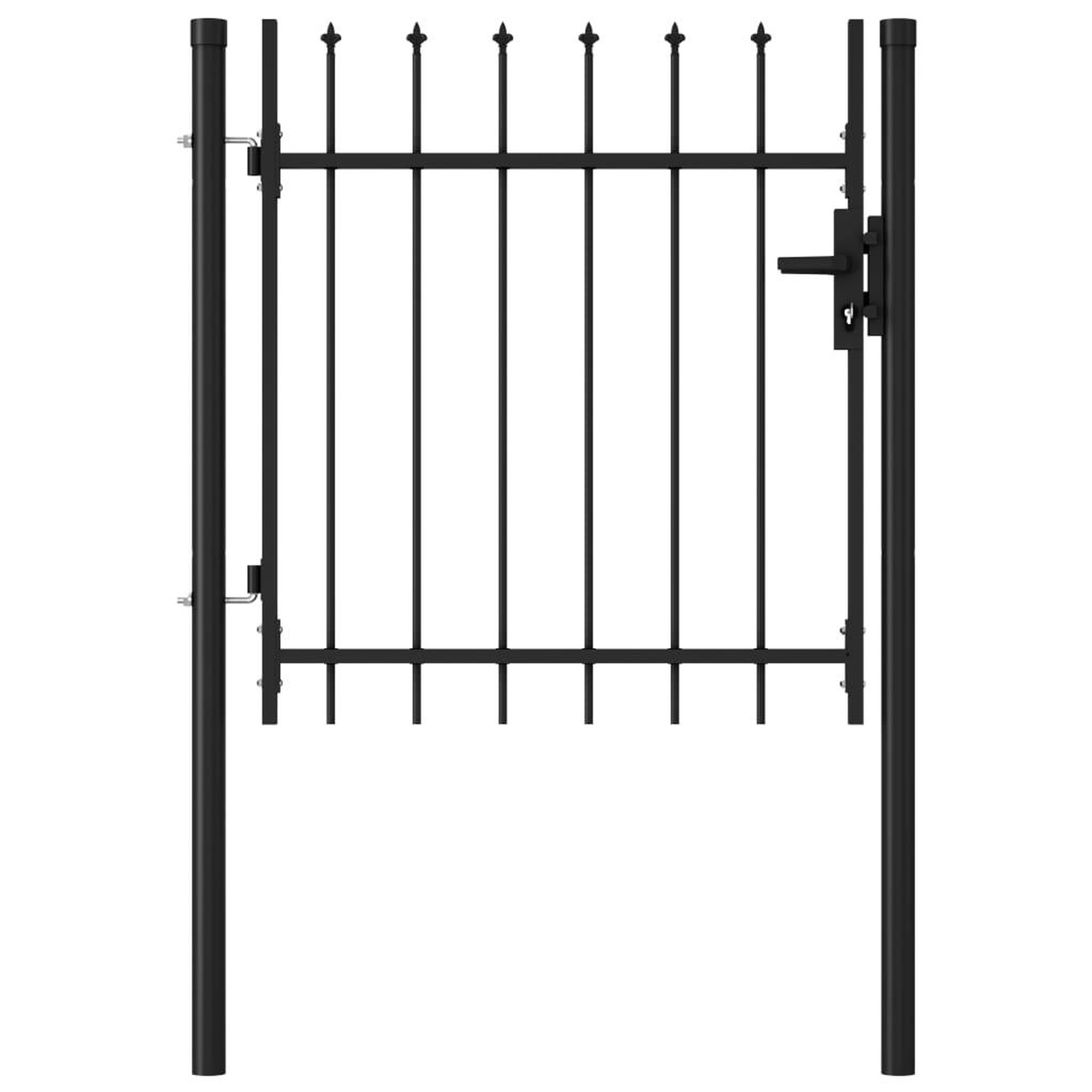 Voir la diapositive 1 : VIDAXL Portillon simple porte avec dessus a pointe Acier 1x1 m Noir