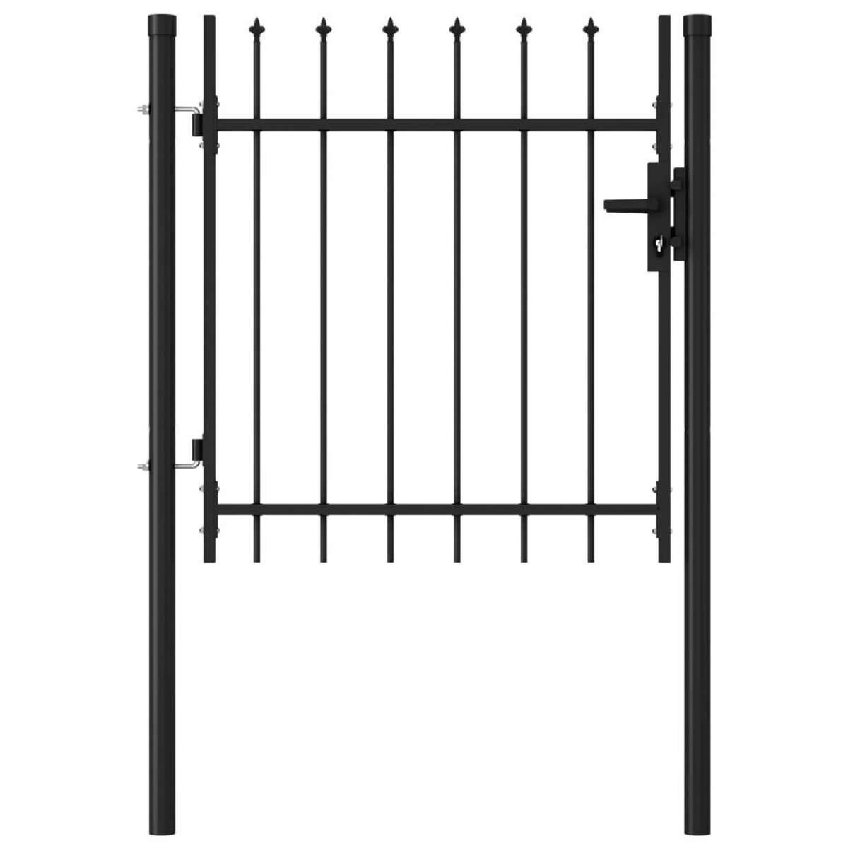 VIDAXL Portillon simple porte avec dessus a pointe Acier 1x1 m Noir