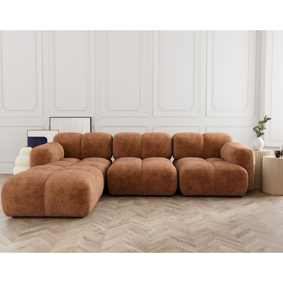 LISA DESIGN Grace - canapé modulable d'angle réversible 4 places en velours texturé