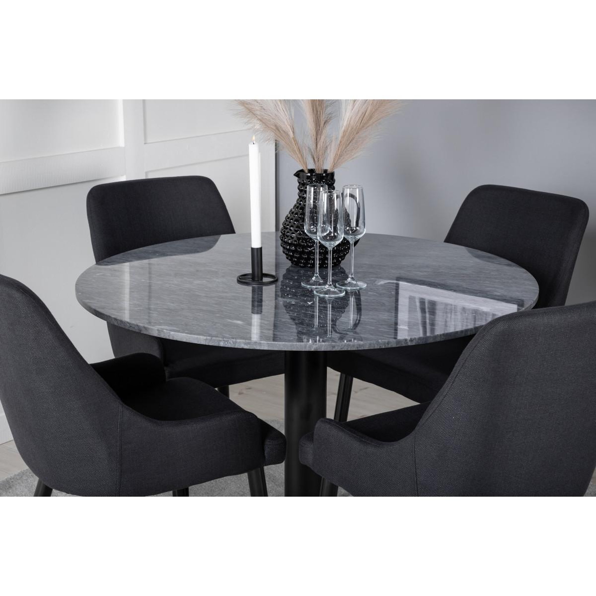Voir la diapositive 6 : Paris Prix Ensemble Table à Manger & 4 Chaises  Estelle & Plaza  106cm Gris Foncé & Noir