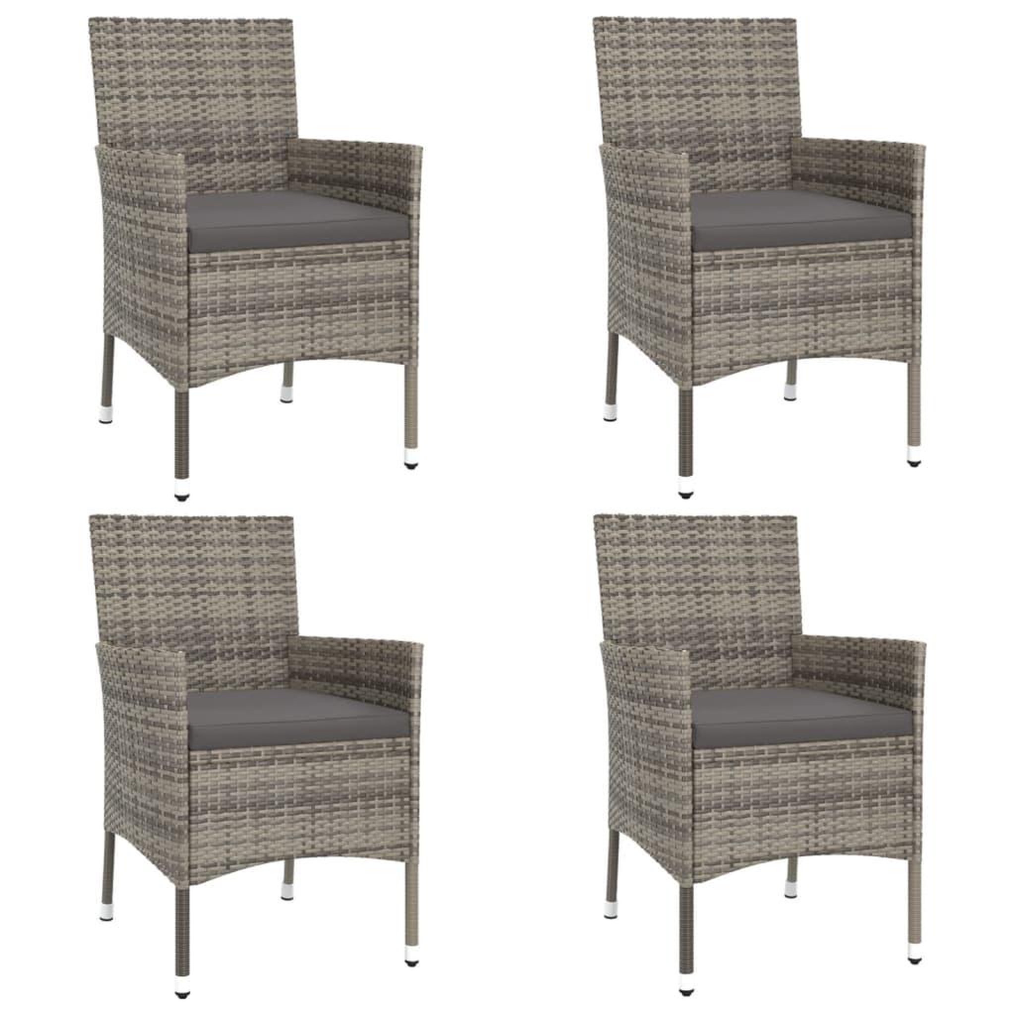 Voir la diapositive 3 : VIDAXL Ensemble de bistro de jardin 5 pcs coussins gris poly rotin