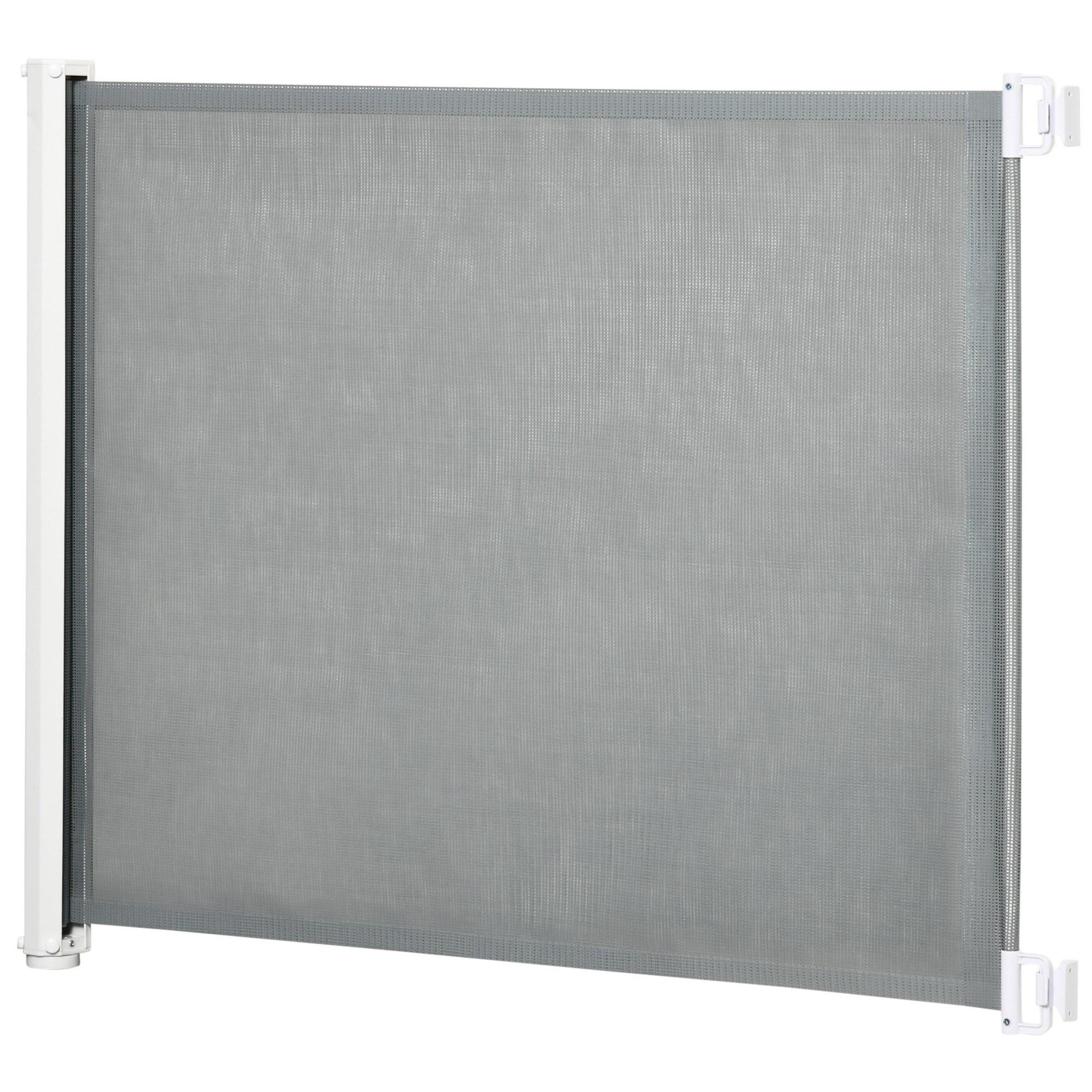 PAWHUT Barrière de sécurité barrière animaux rétractable automatique 1,15l x 0,83h m teslin métal gris